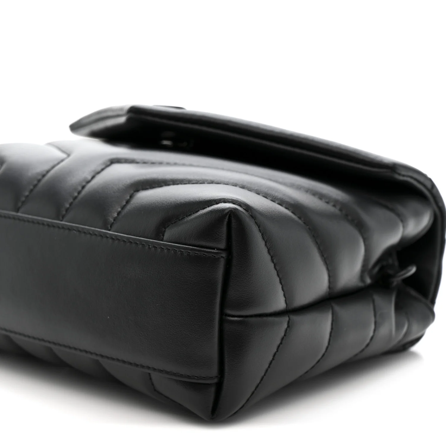Calfskin Y Quilted Monogram Monochrome Toy Loulou Crossbody Bag Black - Image 11