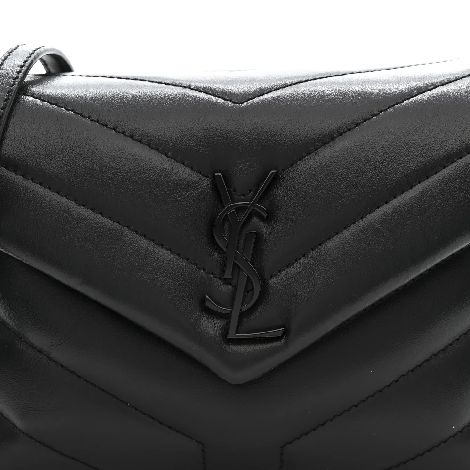 Calfskin Y Quilted Monogram Monochrome Toy Loulou Crossbody Bag Black - Image 9