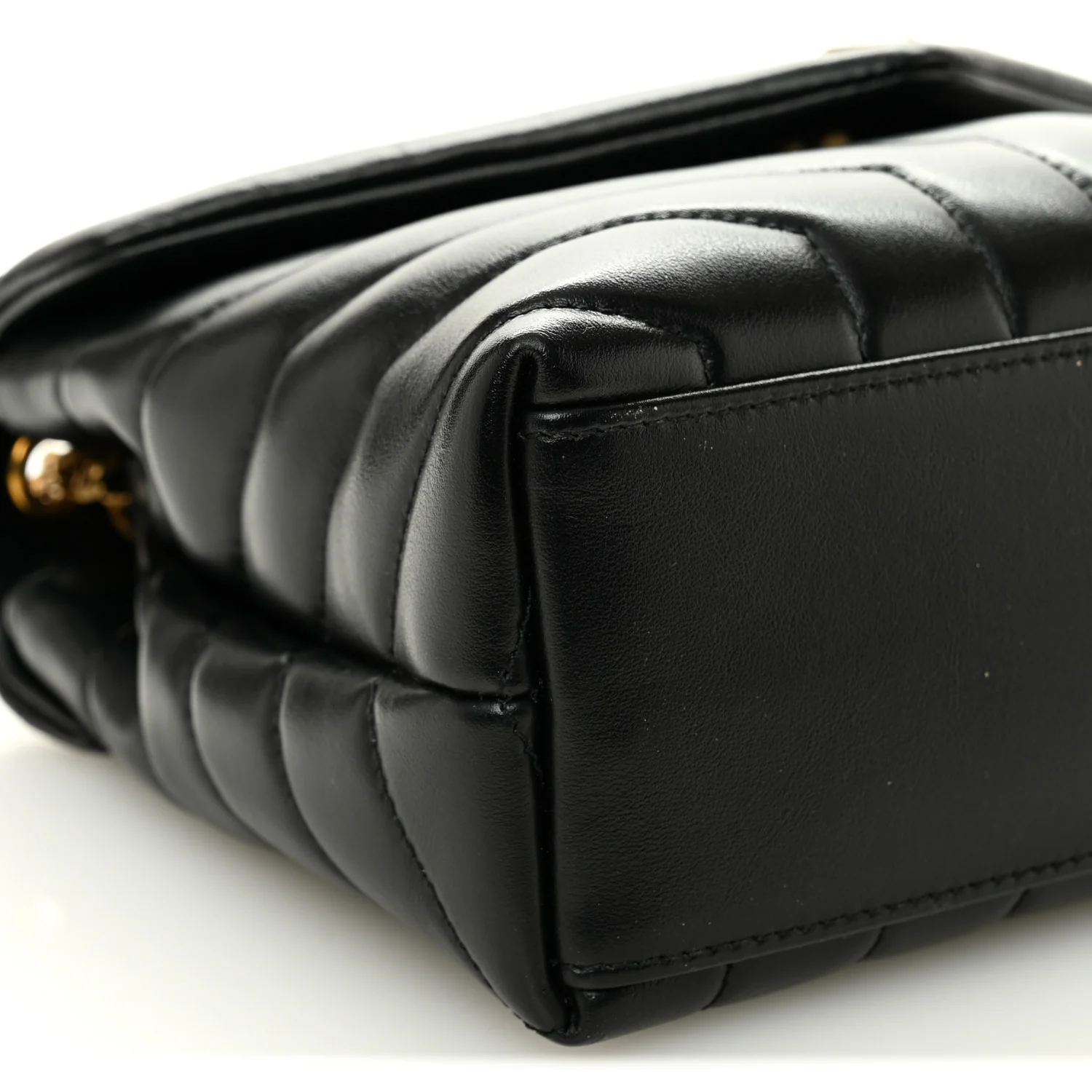 Calfskin Y Quilted Monogram Small Loulou Chain Satchel Black - Image 9