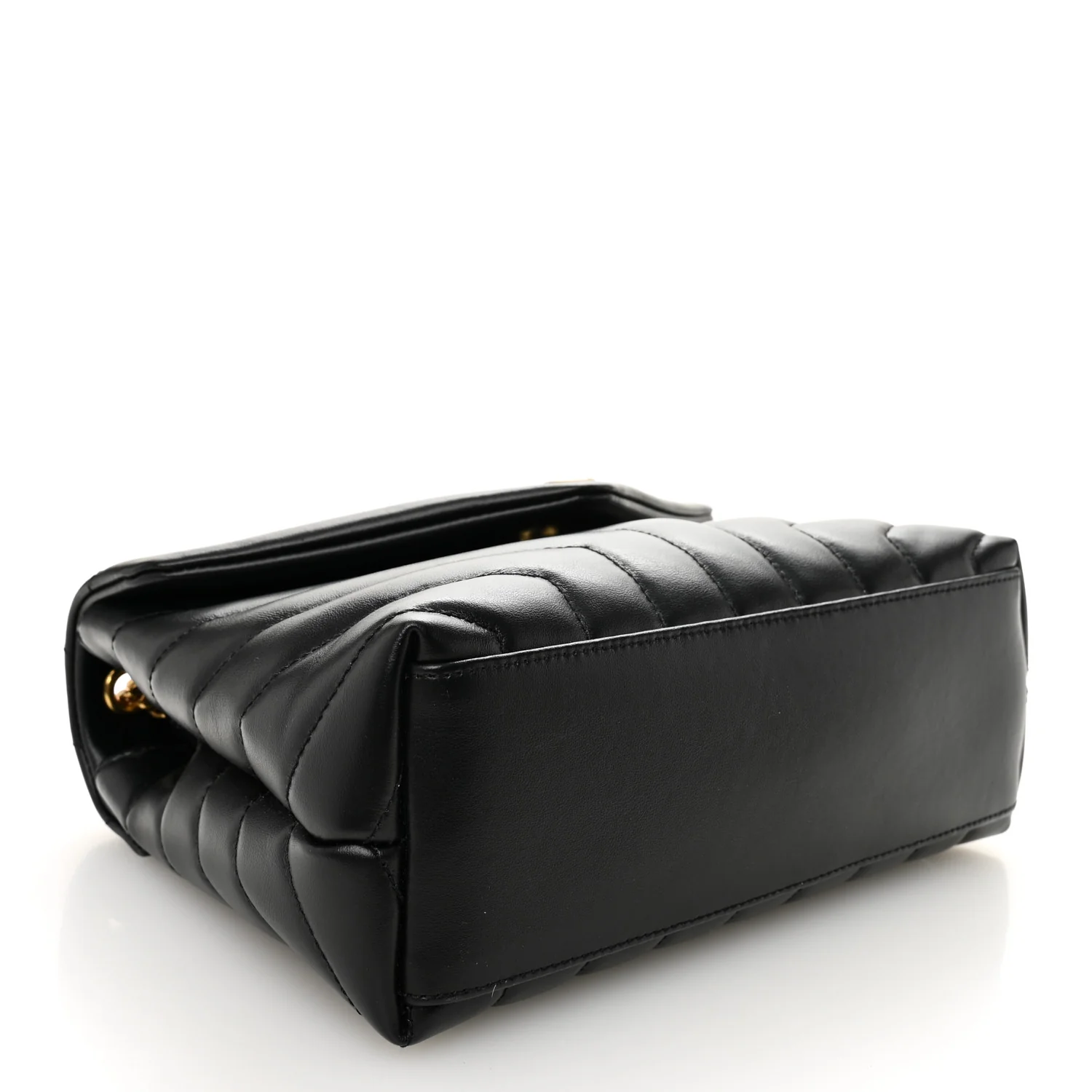 Calfskin Y Quilted Monogram Small Loulou Chain Satchel Black - Image 4