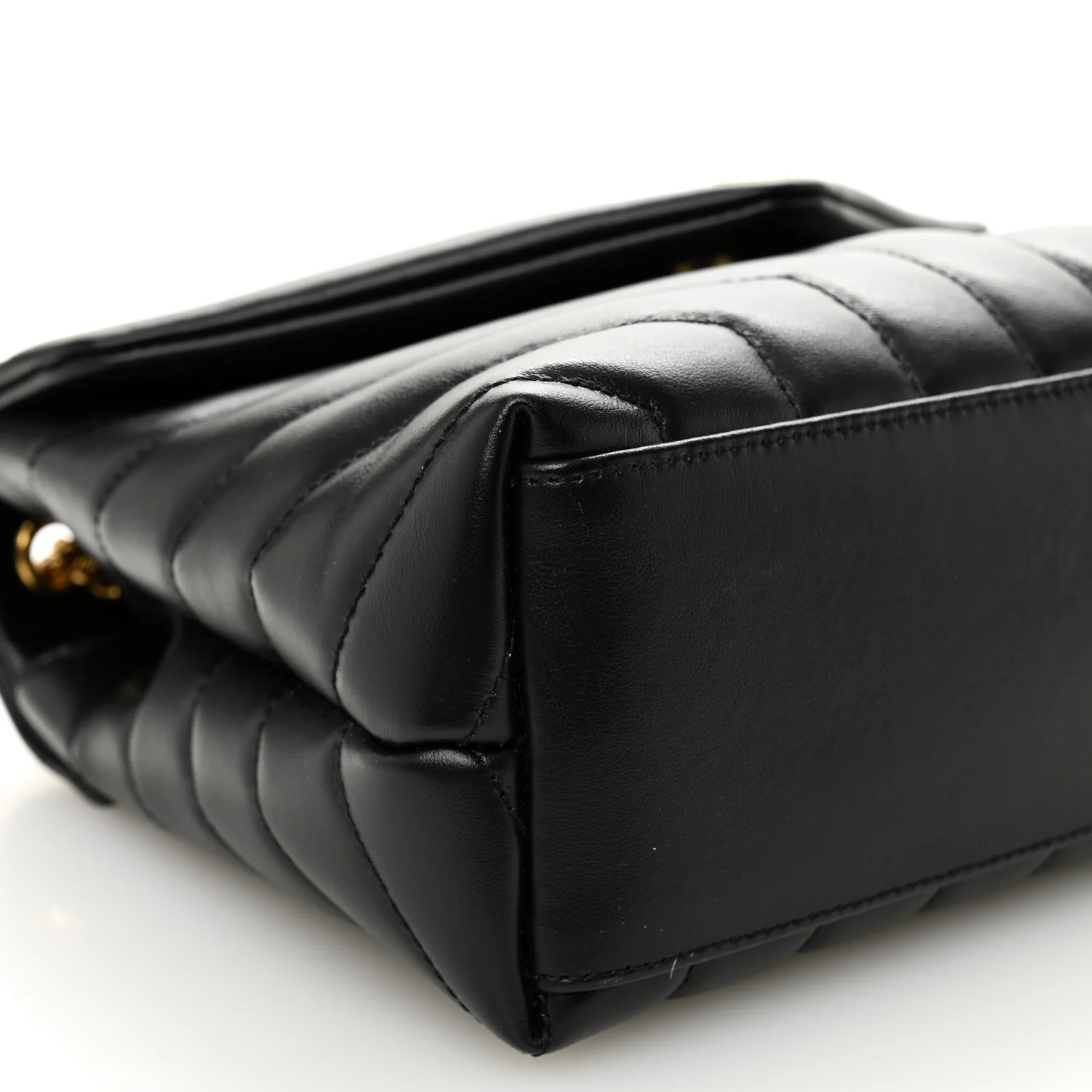 Calfskin Y Quilted Monogram Small Loulou Chain Satchel Black - Image 9
