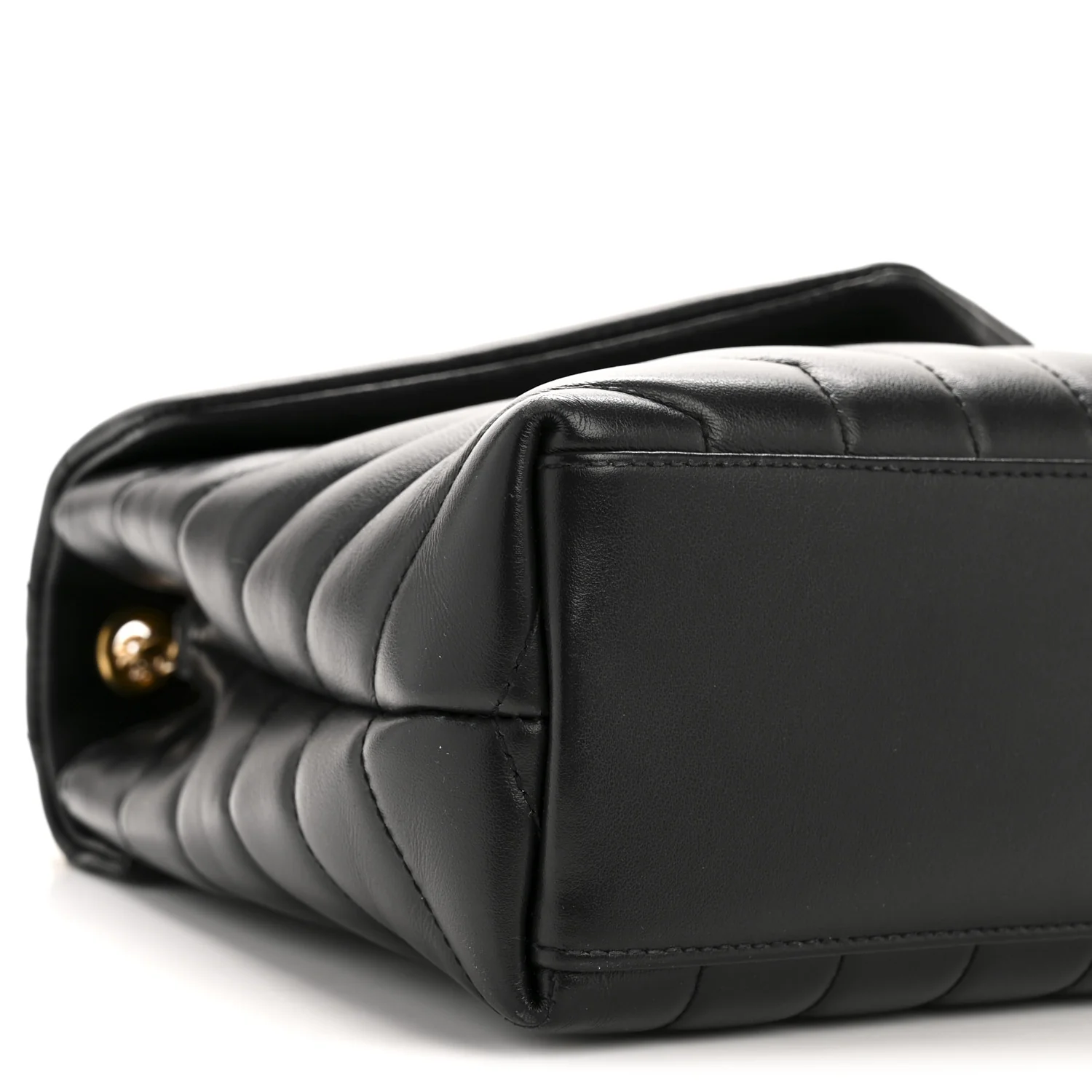 Calfskin Y Quilted Monogram Small Loulou Chain Satchel Black - Image 9
