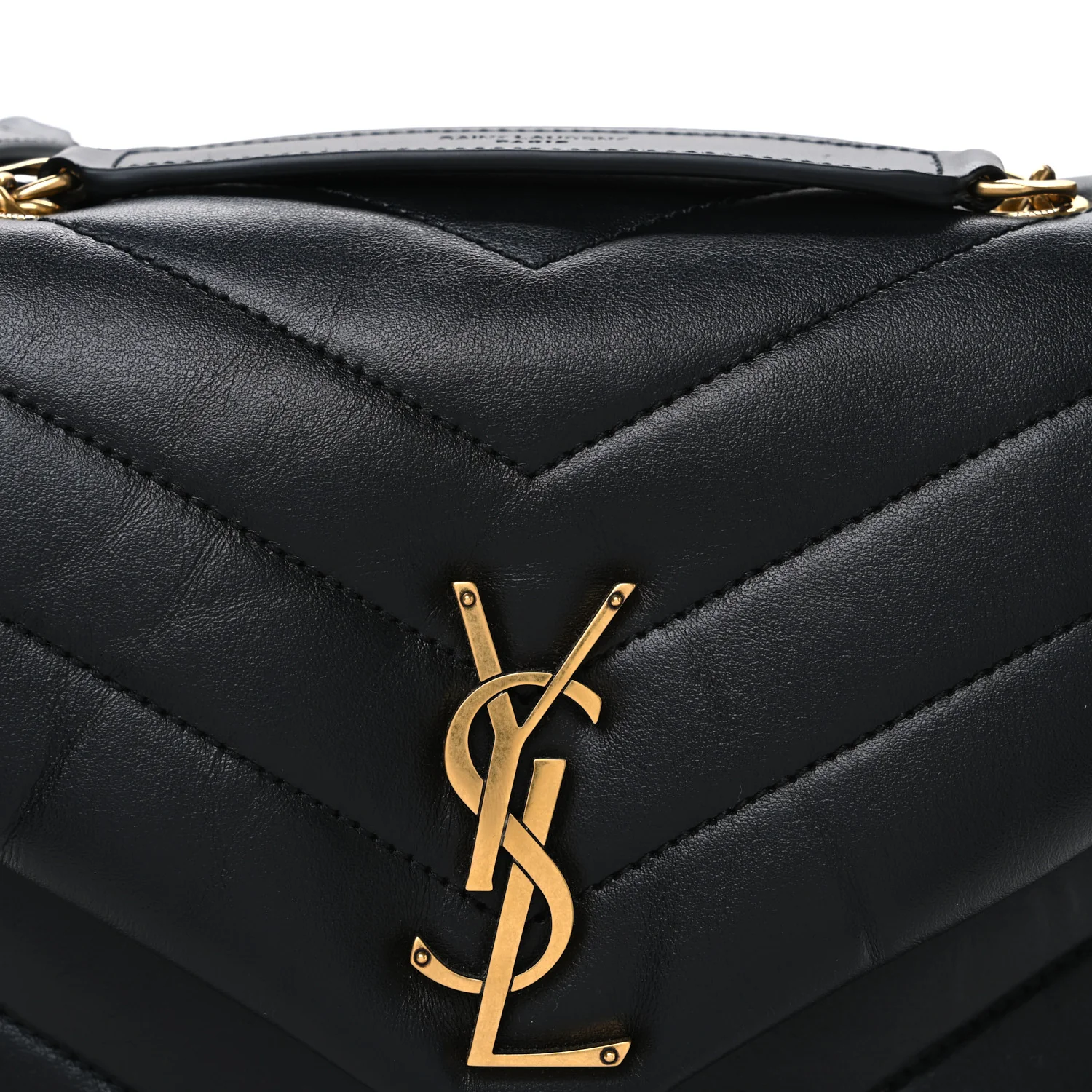 Calfskin Y Quilted Monogram Small Loulou Chain Satchel Black - Image 8