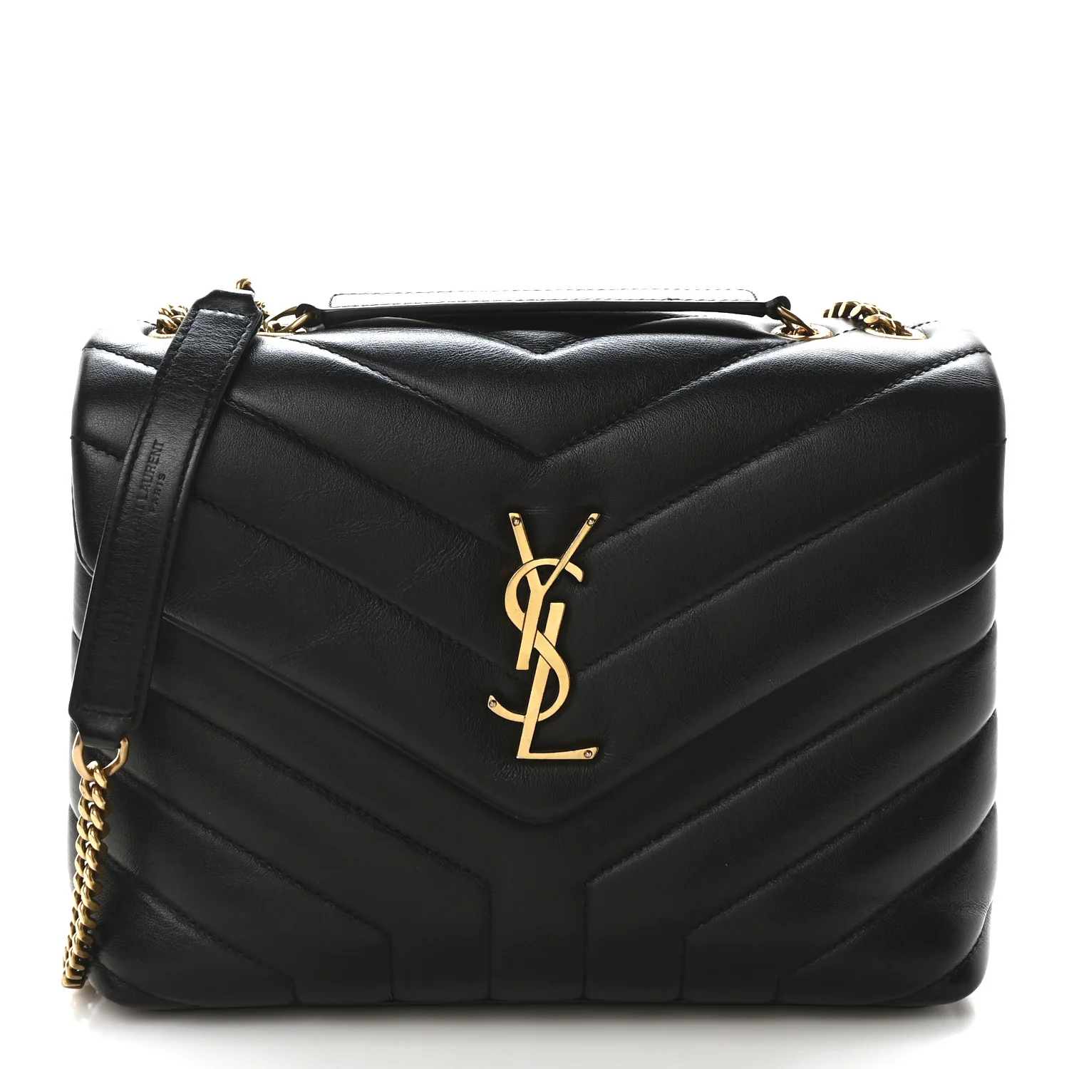 Calfskin Y Quilted Monogram Small Loulou Chain Satchel Black