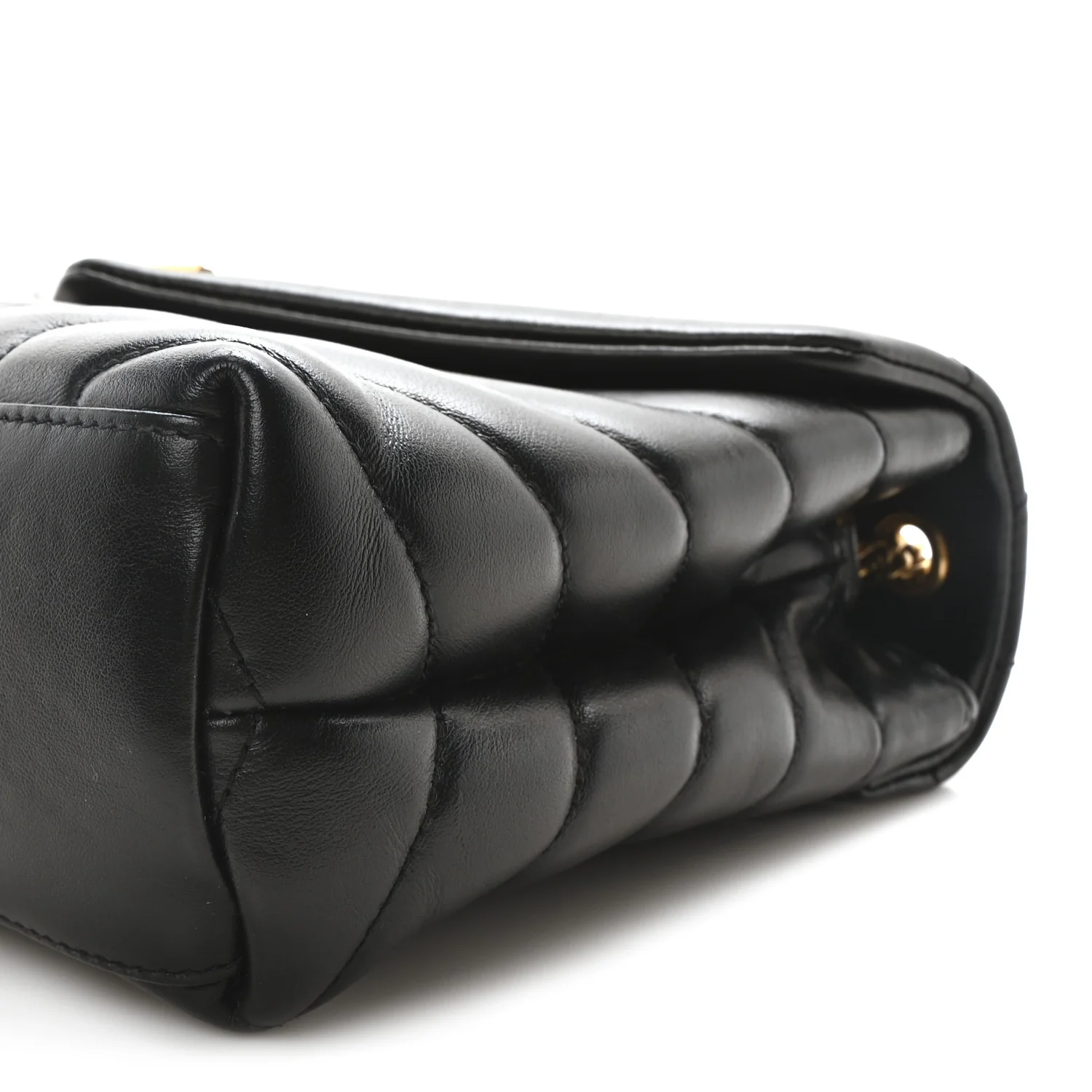 Calfskin Y Quilted Monogram Small Loulou Chain Satchel Black - Image 10