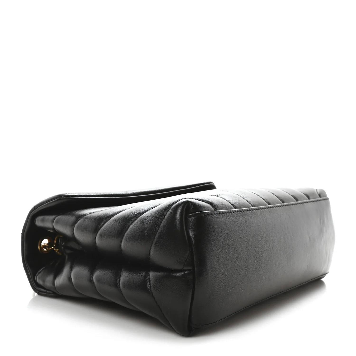 Calfskin Y Quilted Monogram Small Loulou Chain Satchel Black - Image 4