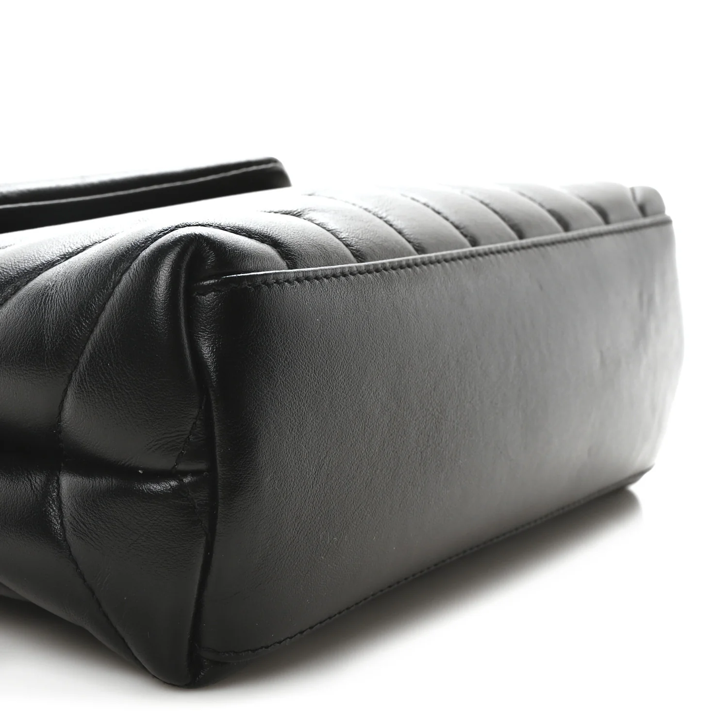 Calfskin Y Quilted Monogram Small Loulou Chain Satchel Black - Image 9