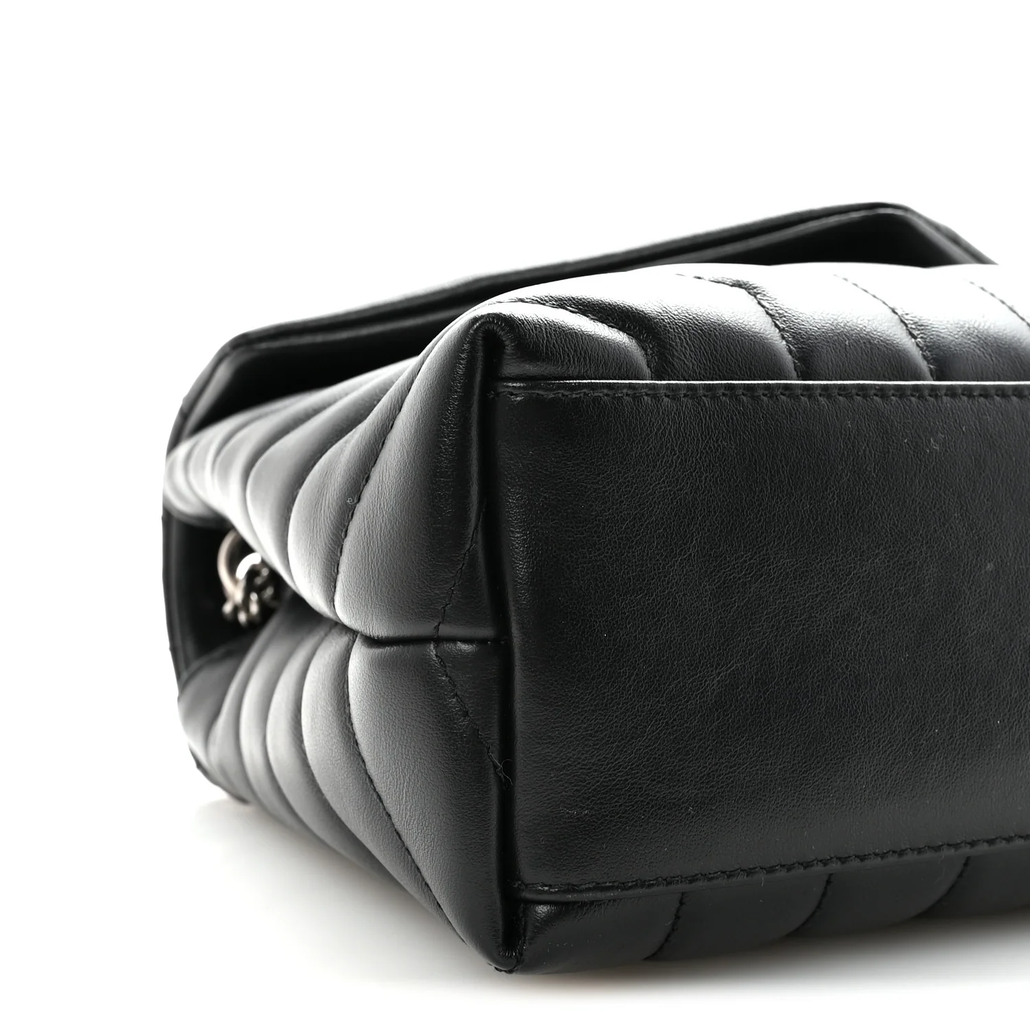 Calfskin Y Quilted Monogram Small Loulou Chain Satchel Black - Image 8