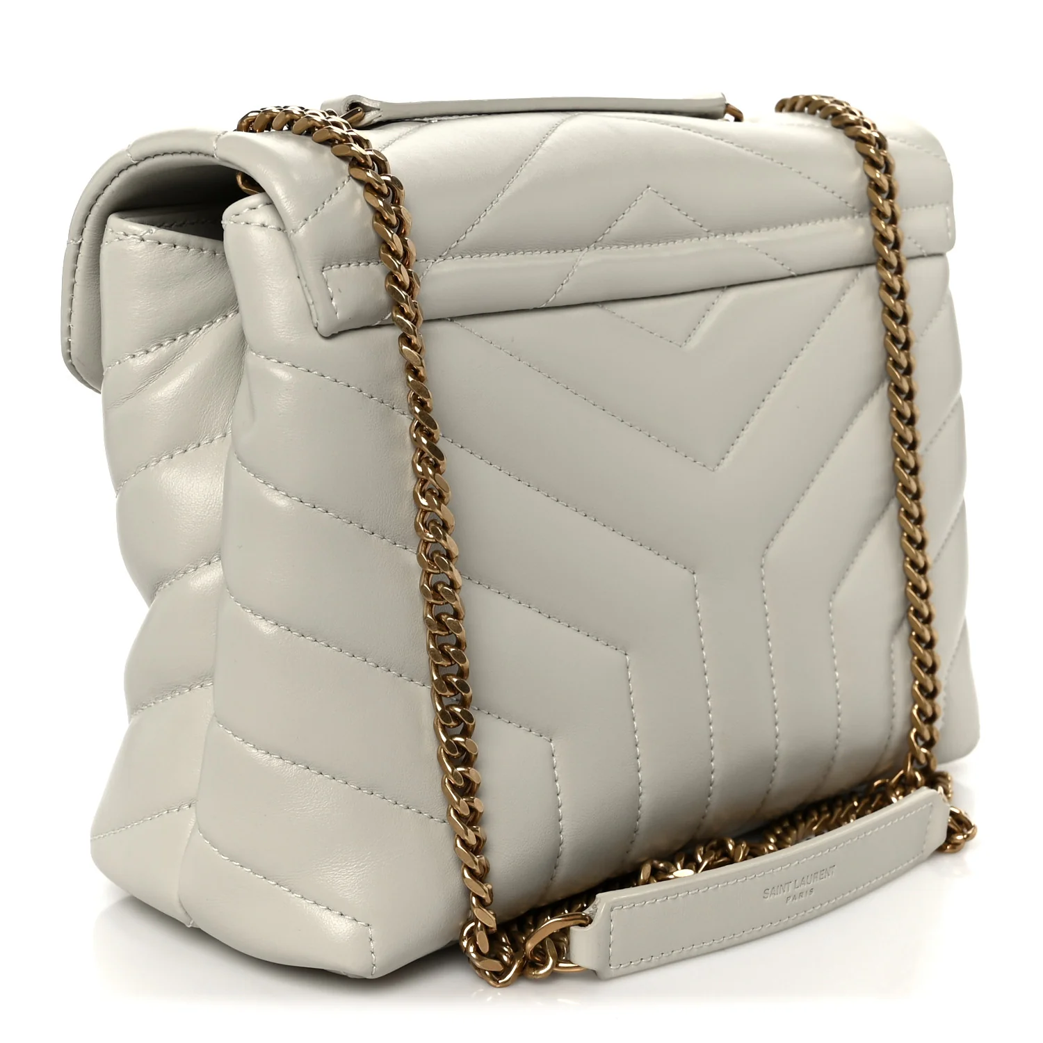 Calfskin Y Quilted Monogram Small Loulou Chain Satchel Blanc Vintage - Image 3