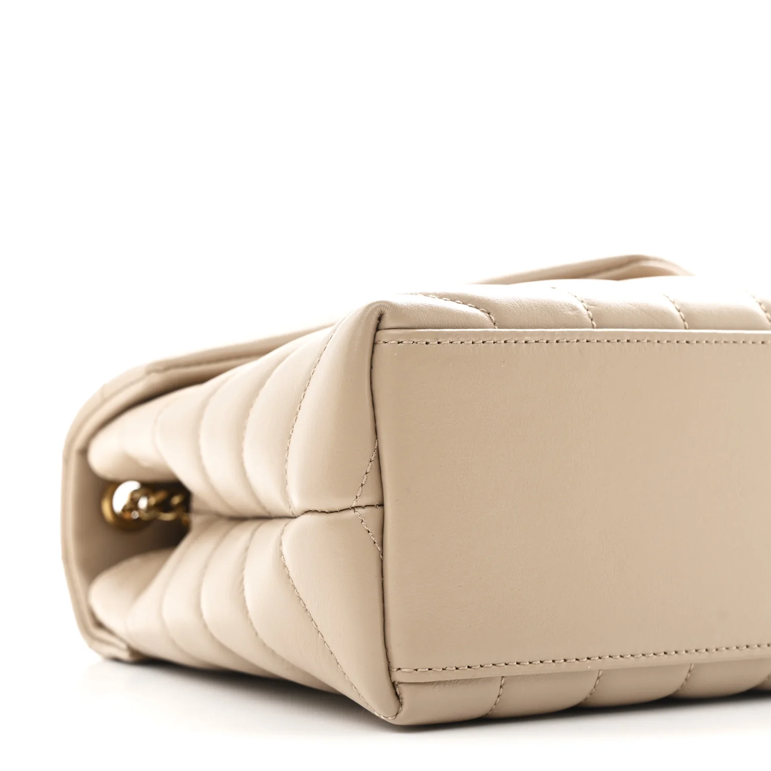 Calfskin Y Quilted Monogram Small Loulou Chain Satchel Dark Beige - Image 10