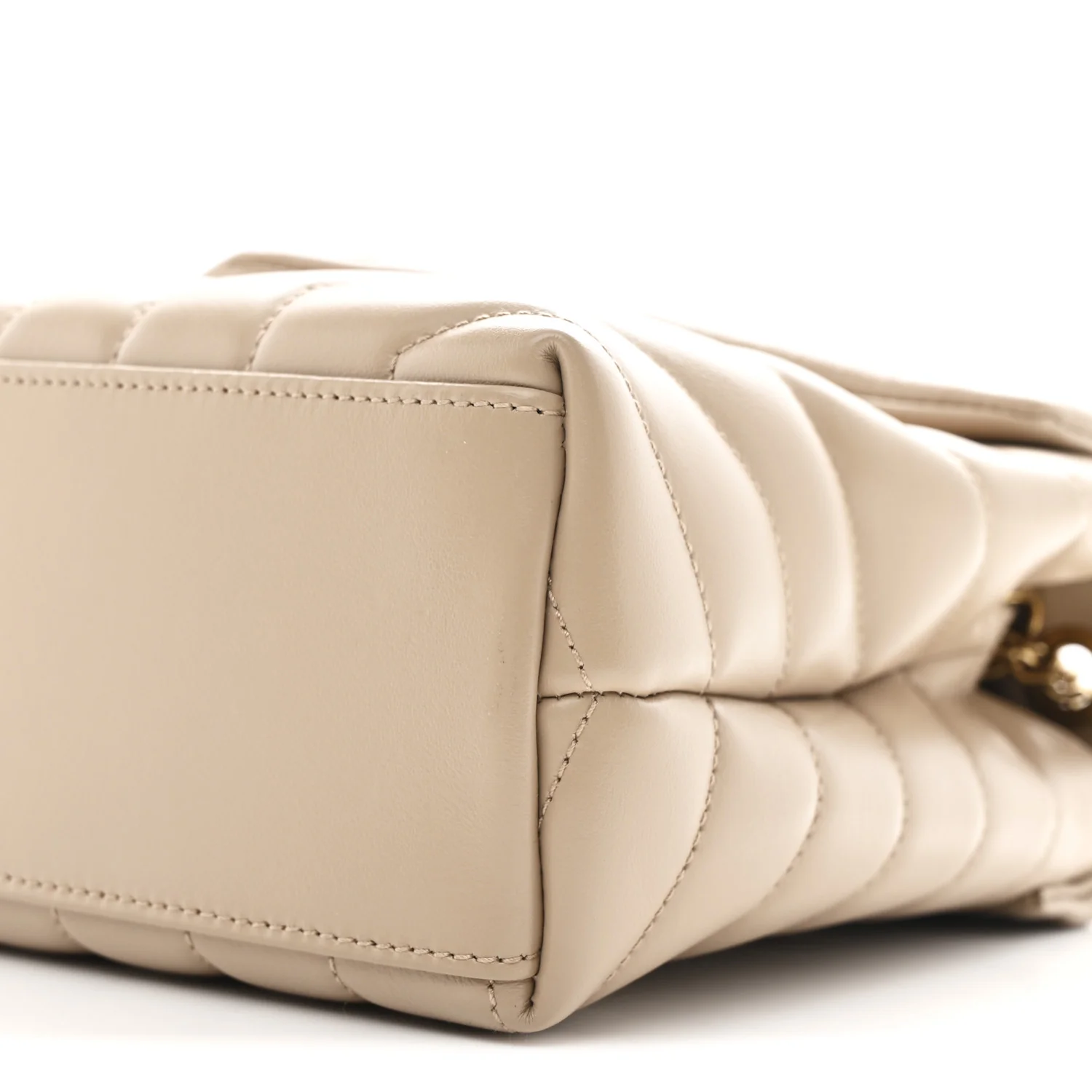 Calfskin Y Quilted Monogram Small Loulou Chain Satchel Dark Beige - Image 11