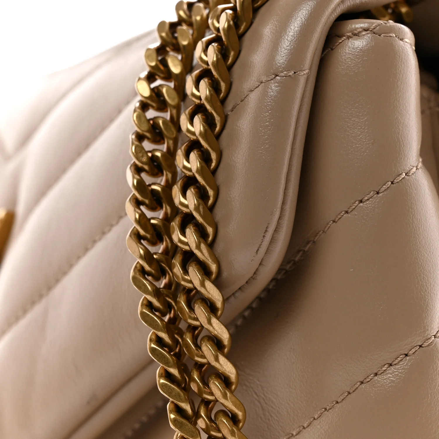 Calfskin Y Quilted Monogram Small Loulou Chain Satchel Dark Beige - Image 15
