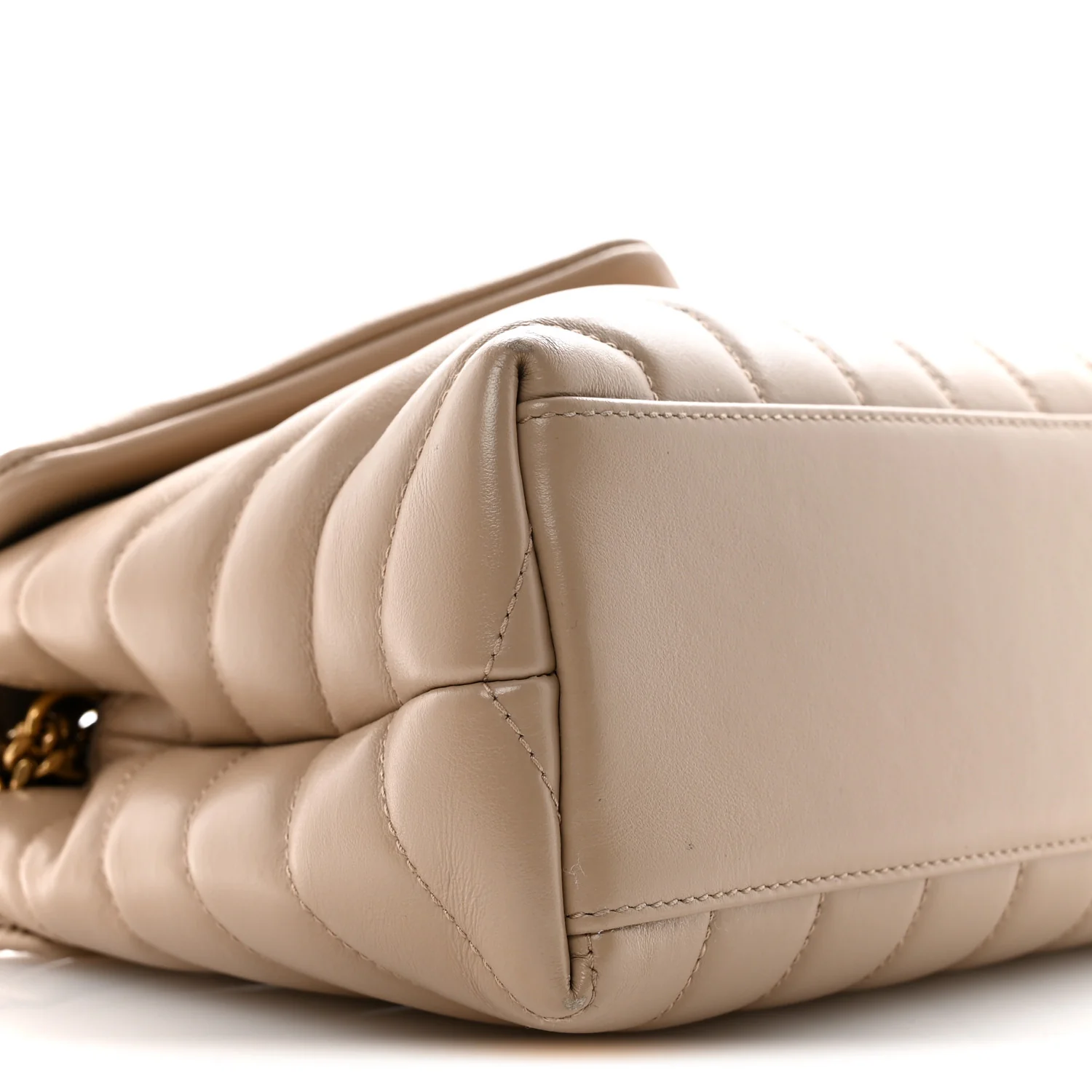 Calfskin Y Quilted Monogram Small Loulou Chain Satchel Dark Beige - Image 9