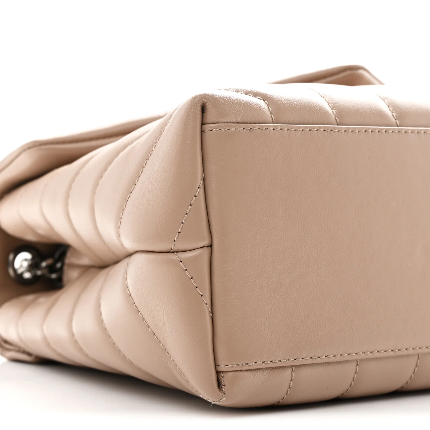 Calfskin Y Quilted Monogram Small Loulou Chain Satchel Dark Beige - Image 10