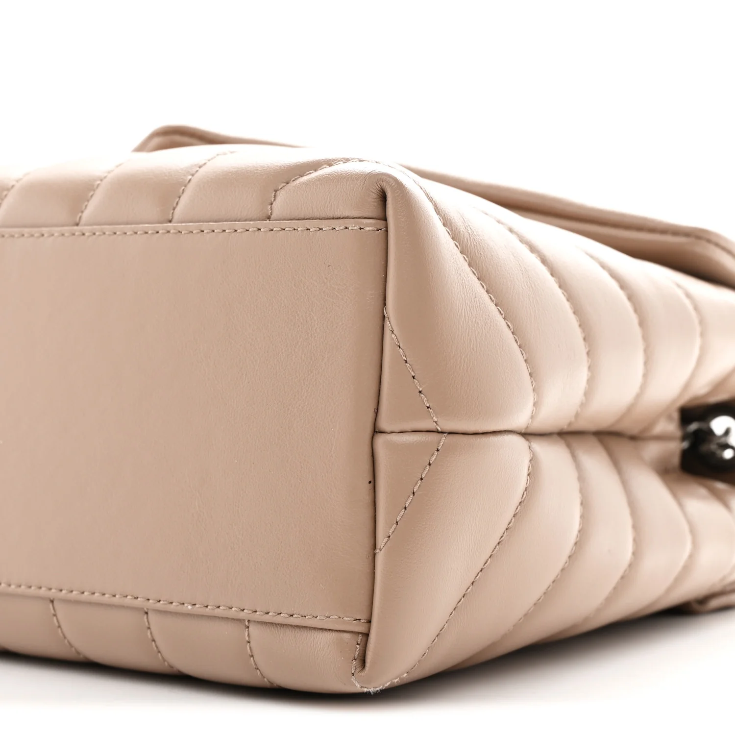 Calfskin Y Quilted Monogram Small Loulou Chain Satchel Dark Beige - Image 11