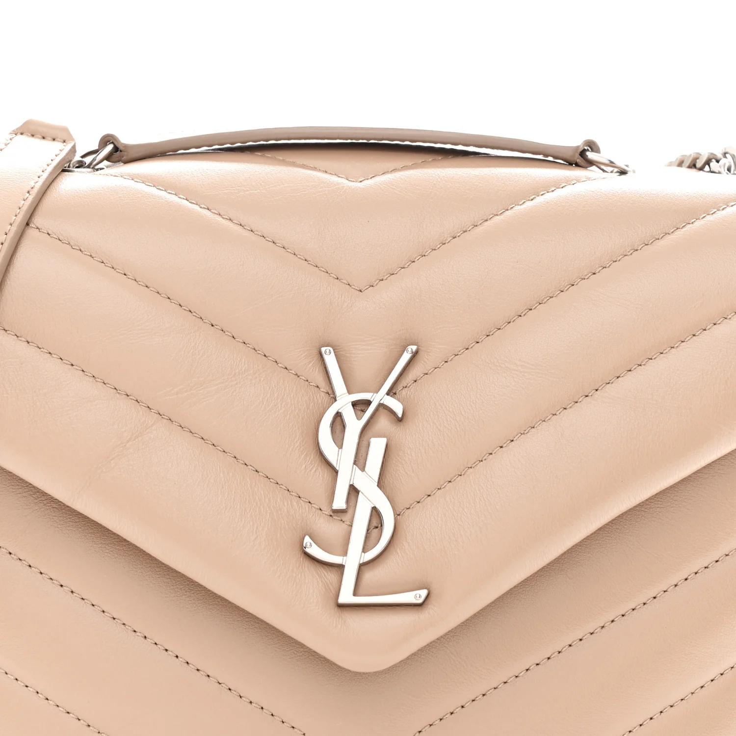 Calfskin Y Quilted Monogram Small Loulou Chain Satchel Dark Beige - Image 9