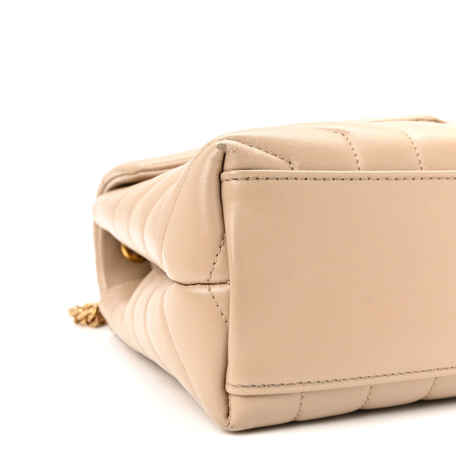 Calfskin Y Quilted Monogram Small Loulou Chain Satchel Dark Beige - Image 8