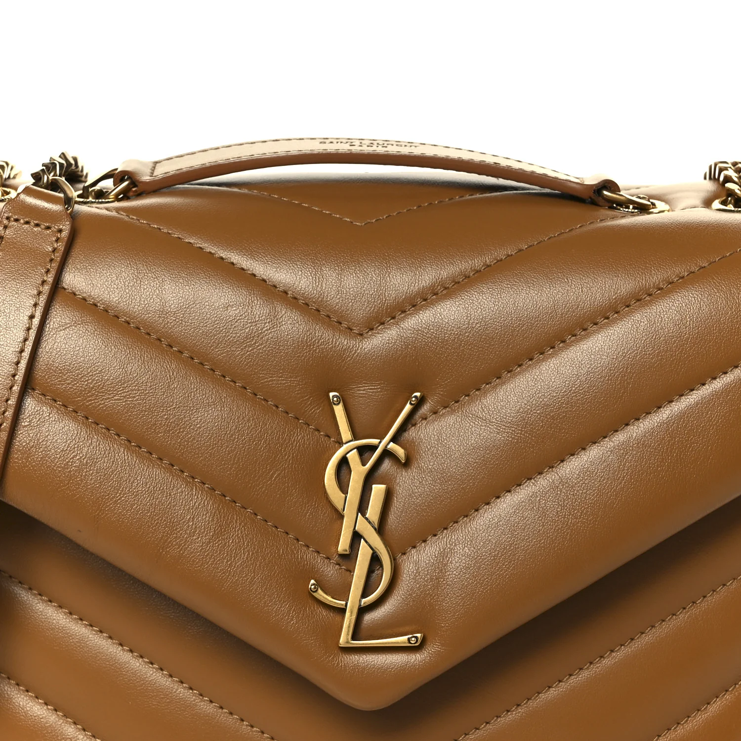 Calfskin Y Quilted Monogram Small Loulou Chain Satchel Dark Natural - Image 10