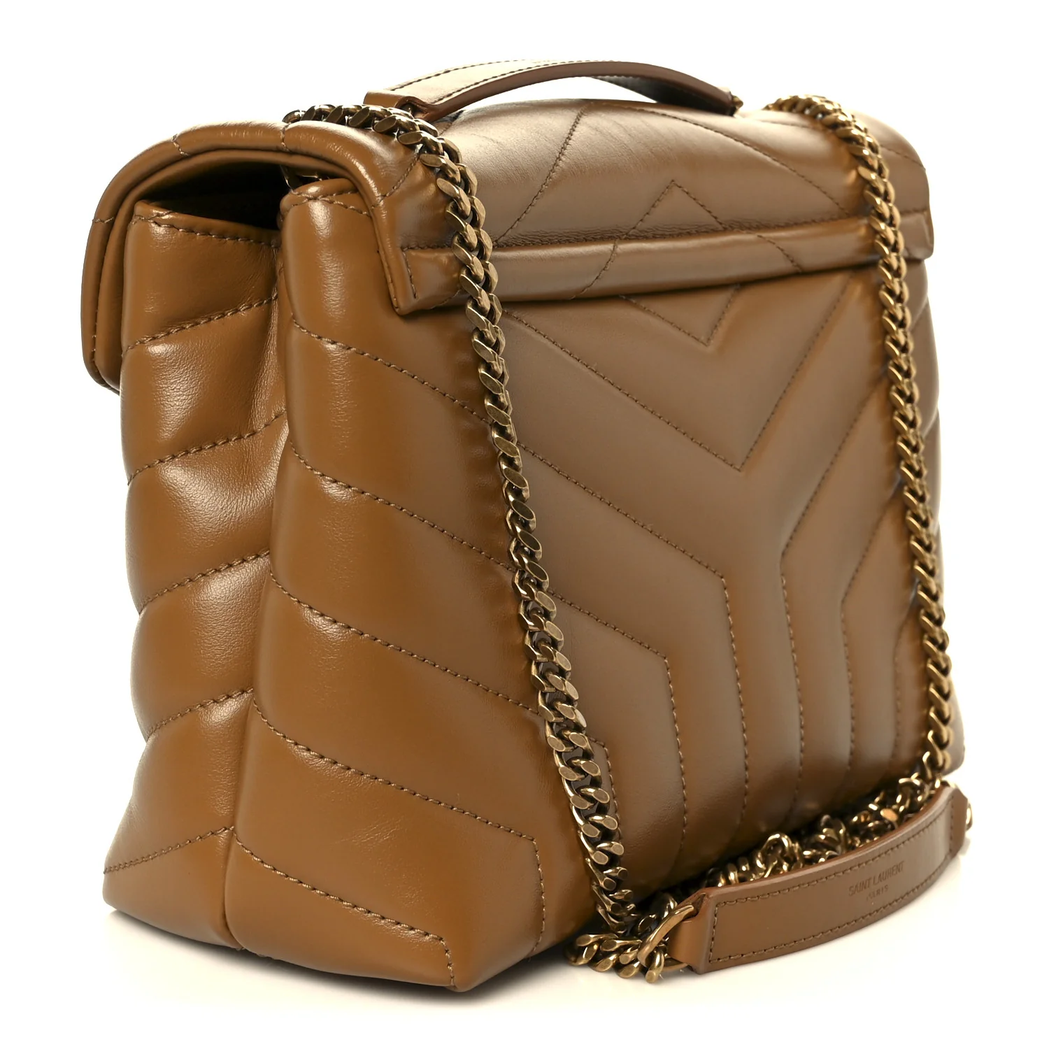 Calfskin Y Quilted Monogram Small Loulou Chain Satchel Dark Natural - Image 3