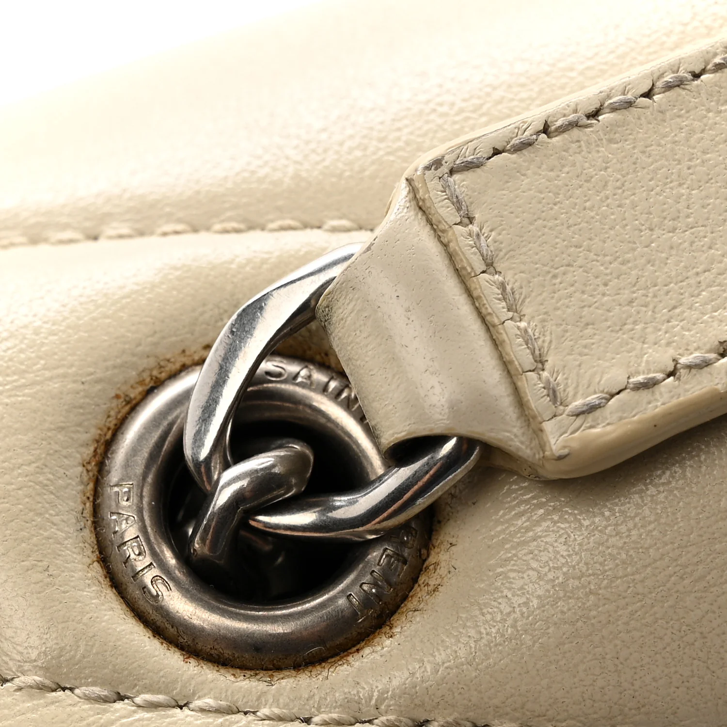 Calfskin Y Quilted Monogram Small Loulou Chain Satchel Ivory - Image 14