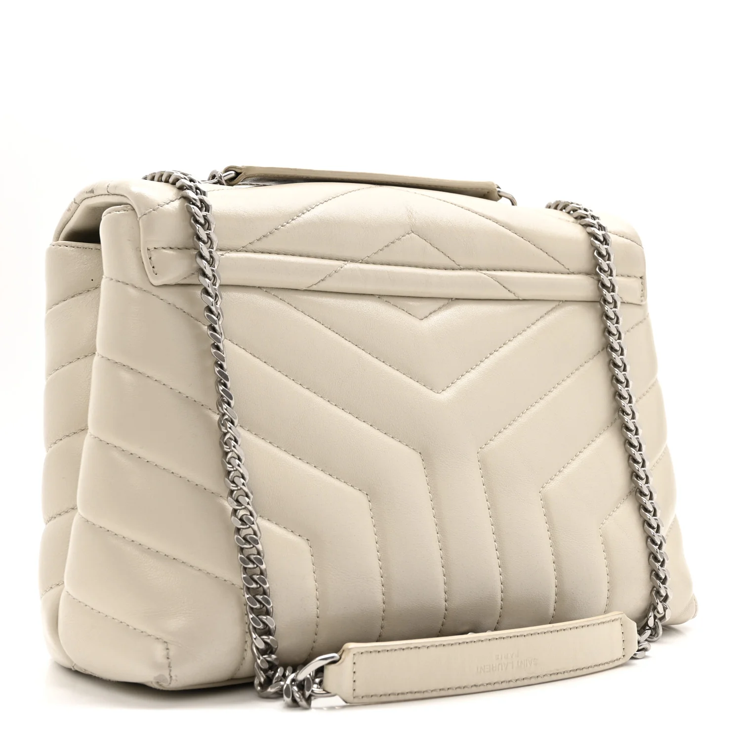 Calfskin Y Quilted Monogram Small Loulou Chain Satchel Ivory - Image 3