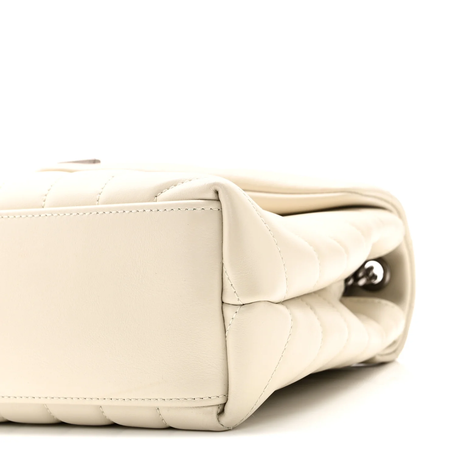 Calfskin Y Quilted Monogram Small Loulou Chain Satchel Ivory - Image 10