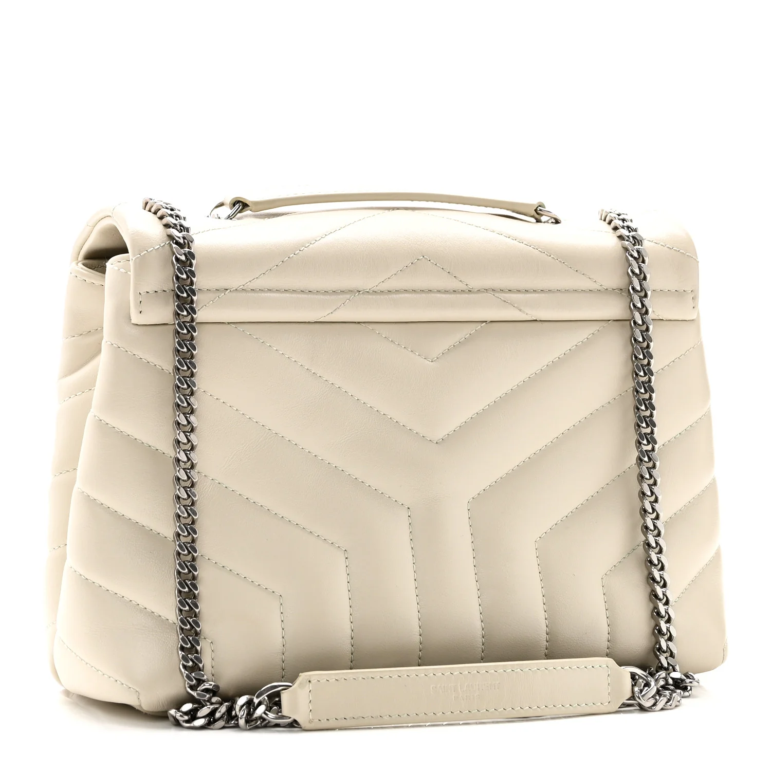 Calfskin Y Quilted Monogram Small Loulou Chain Satchel Ivory - Image 3