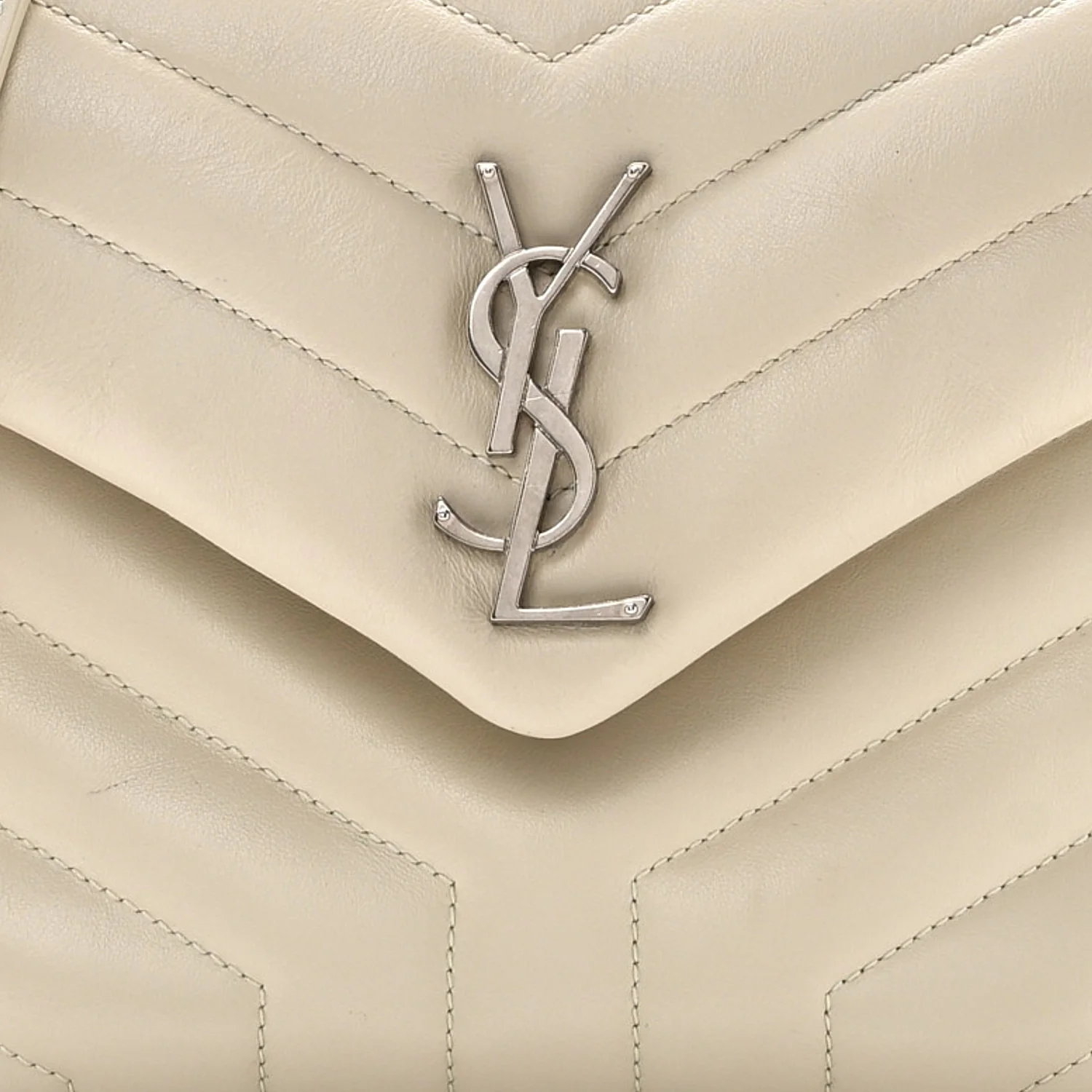 Calfskin Y Quilted Monogram Small Loulou Chain Satchel Ivory - Image 8