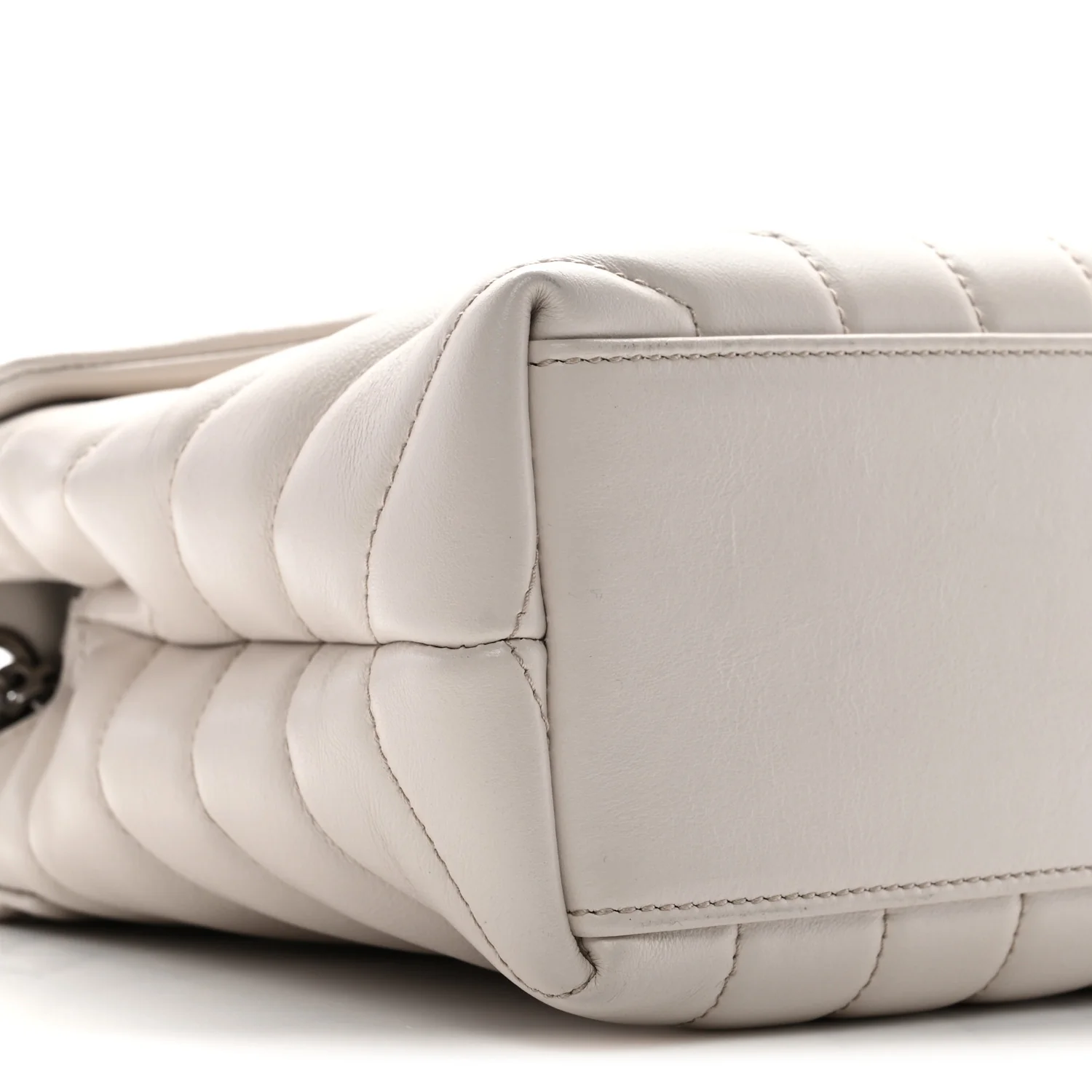 Calfskin Y Quilted Monogram Small Loulou Chain Satchel Ivory - Image 10