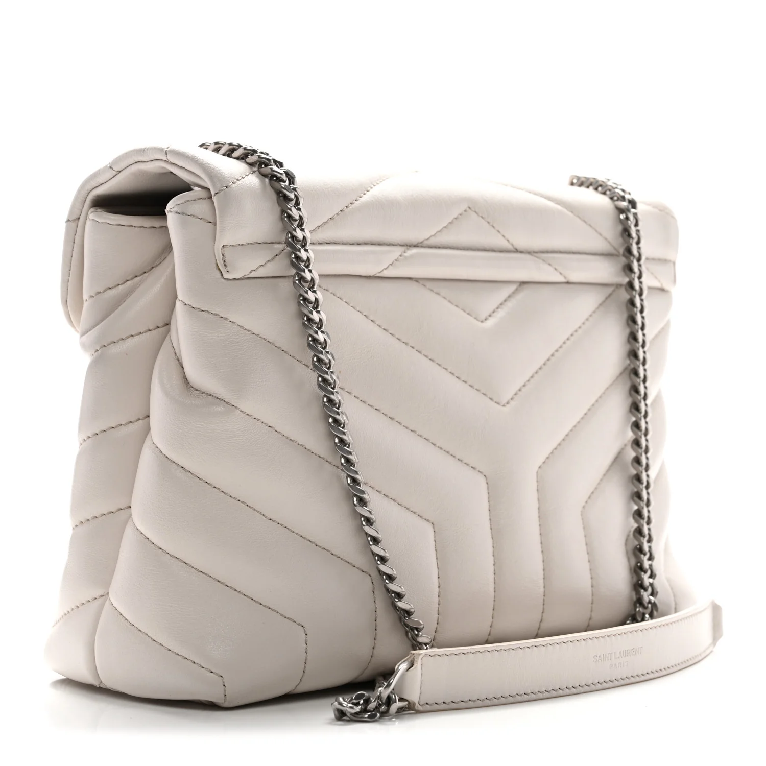 Calfskin Y Quilted Monogram Small Loulou Chain Satchel Ivory - Image 3
