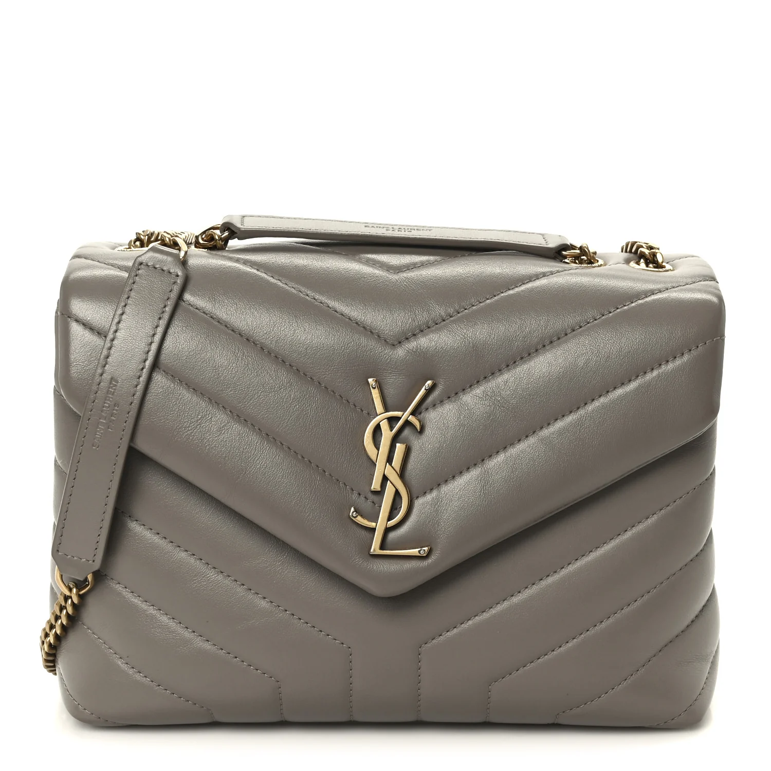 Calfskin Y Quilted Monogram Small Loulou Chain Satchel Taupe