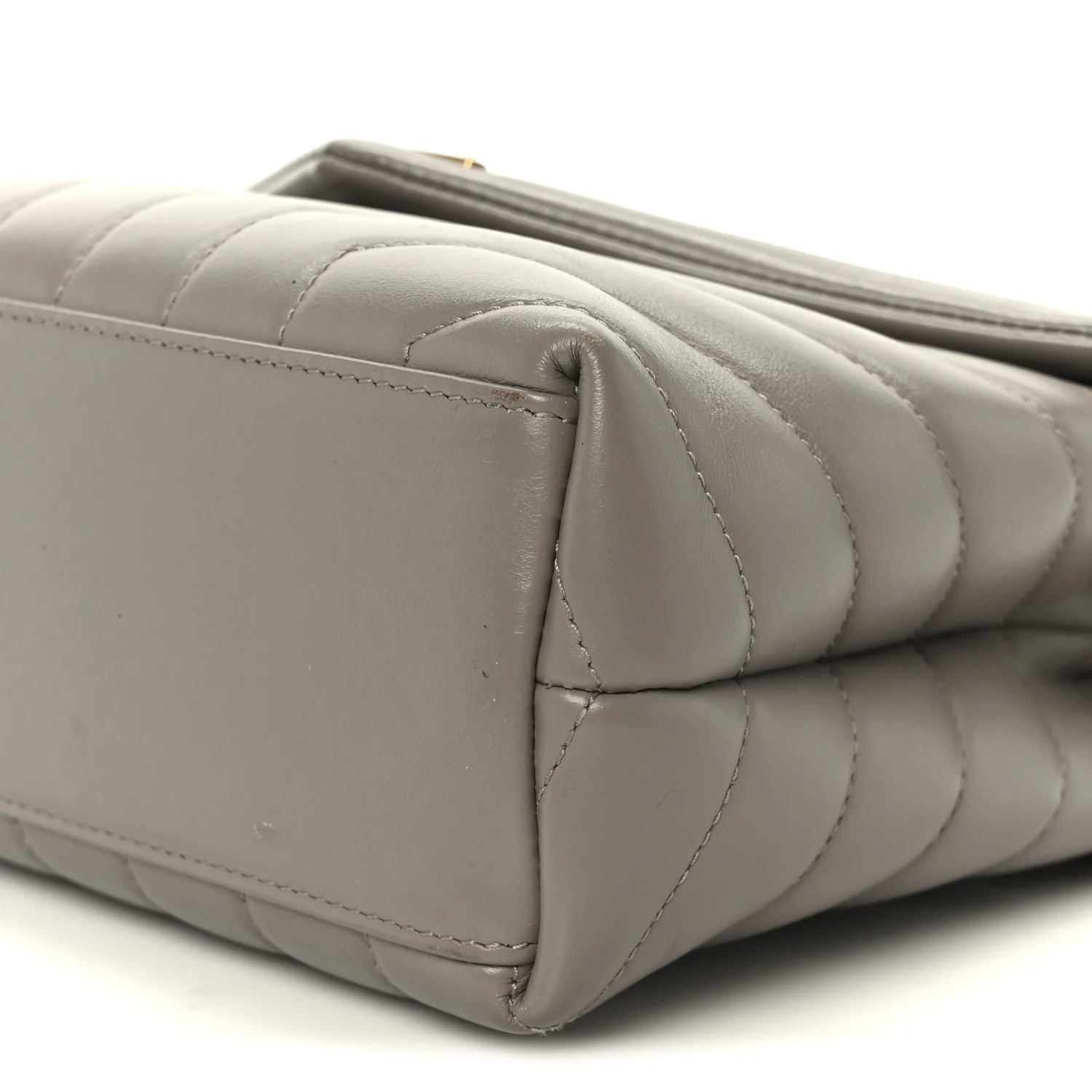 Calfskin Y Quilted Monogram Small Loulou Chain Satchel Taupe - Image 11