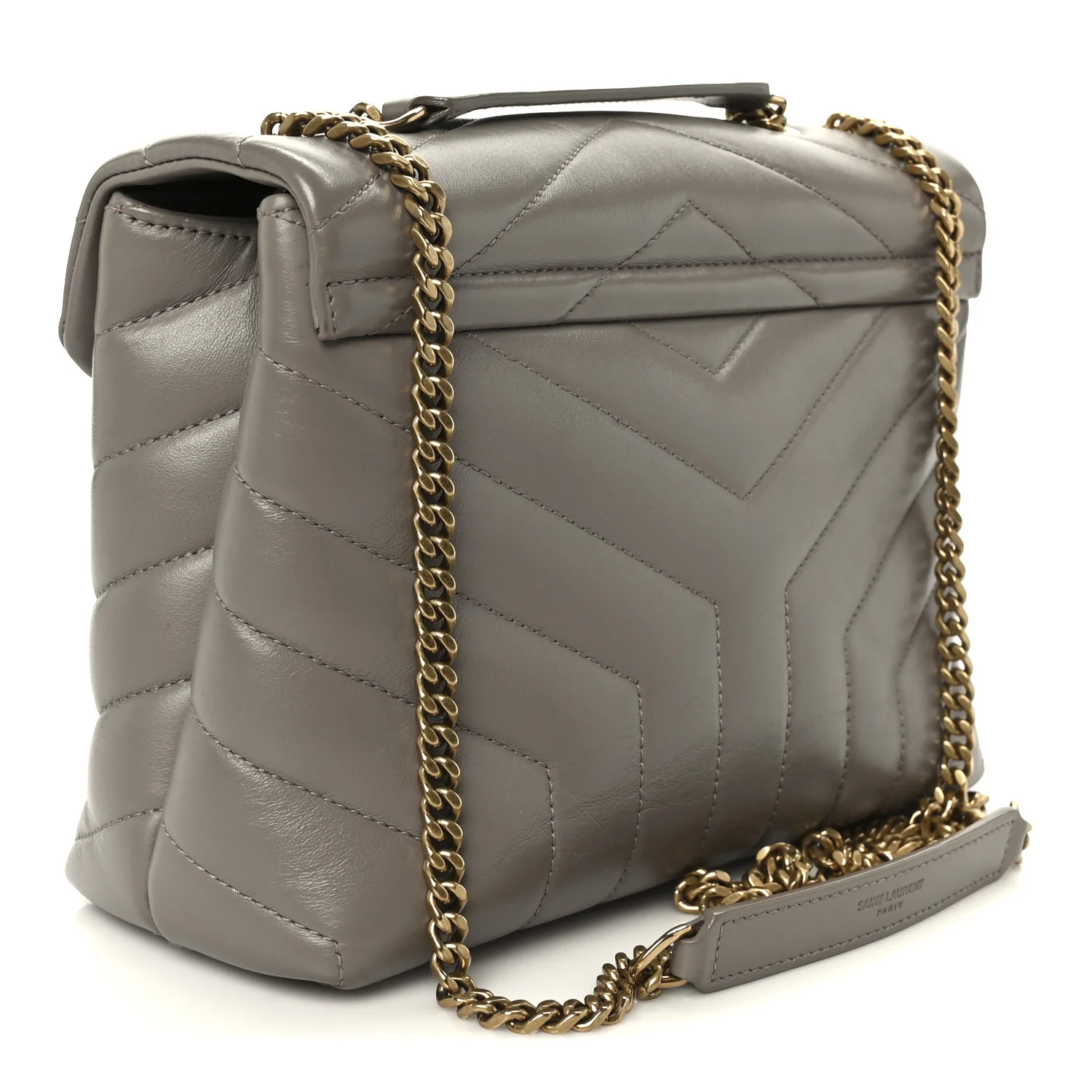 Calfskin Y Quilted Monogram Small Loulou Chain Satchel Taupe - Image 3