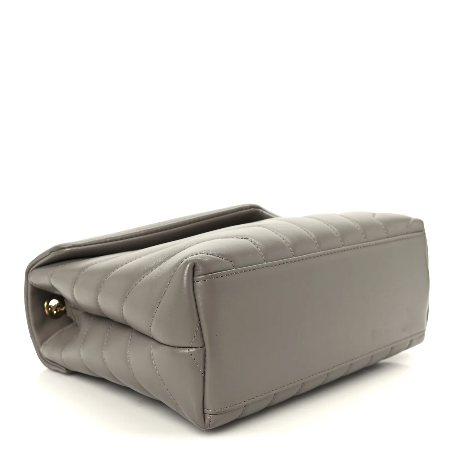 Calfskin Y Quilted Monogram Small Loulou Chain Satchel Taupe - Image 4