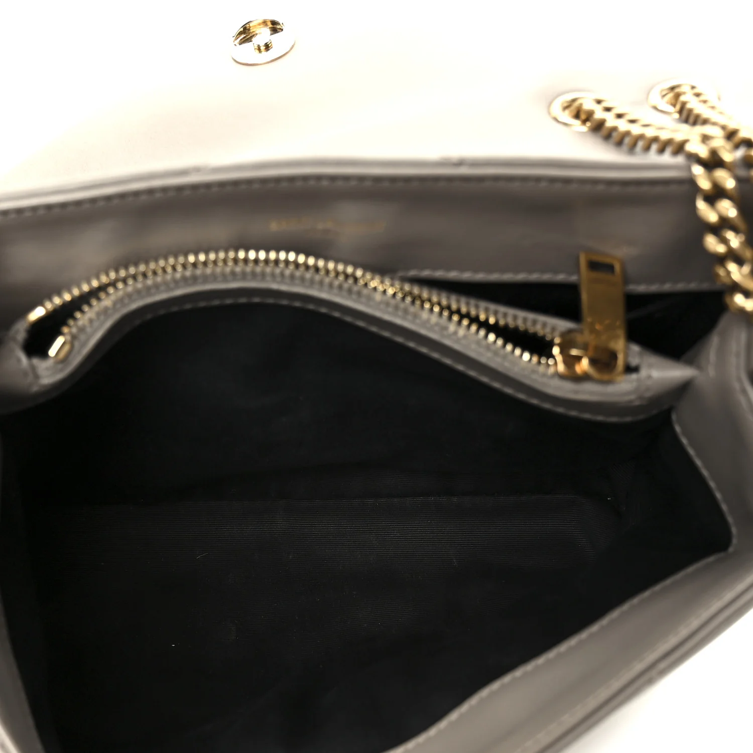 Calfskin Y Quilted Monogram Small Loulou Chain Satchel Taupe - Image 5