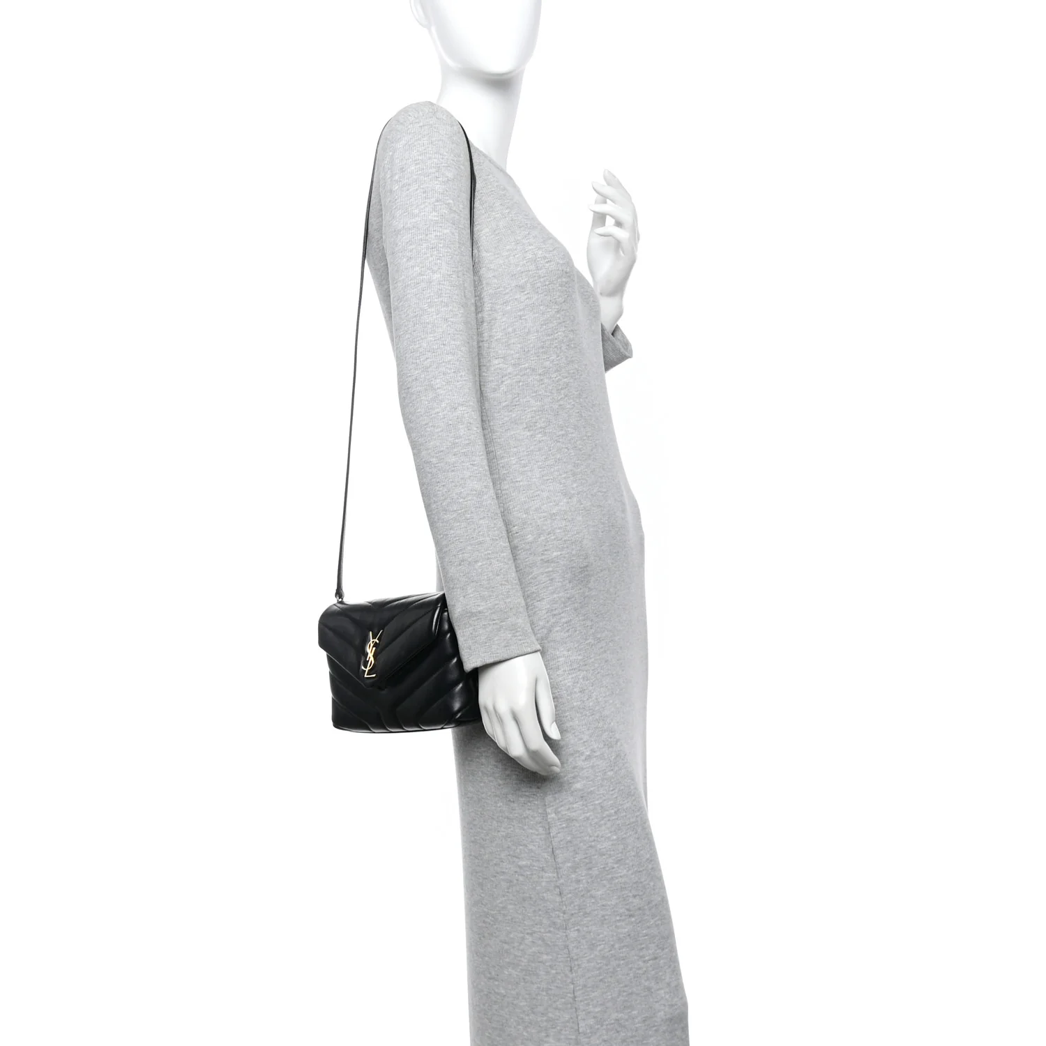 Calfskin Y Quilted Monogram Toy Loulou Crossbody Bag Black - Image 2
