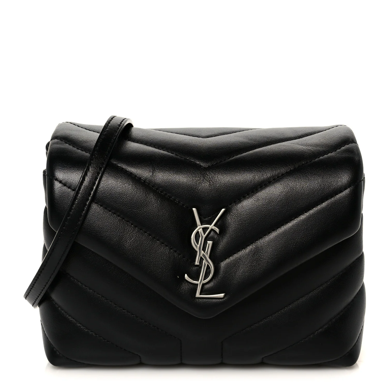 Calfskin Y Quilted Monogram Toy Loulou Crossbody Bag Black