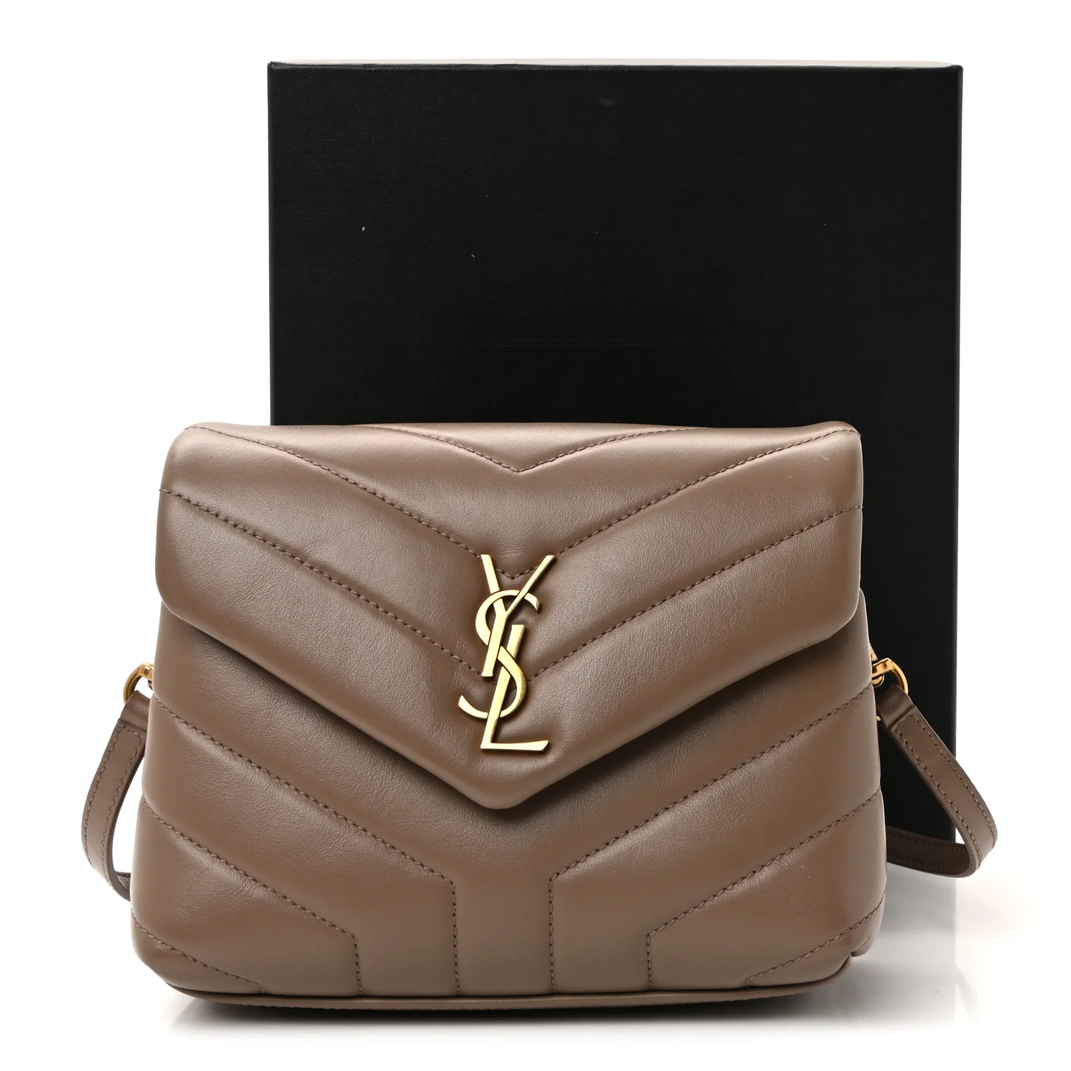 Calfskin Y Quilted Monogram Toy Loulou Crossbody Bag Dark Beige - Image 10
