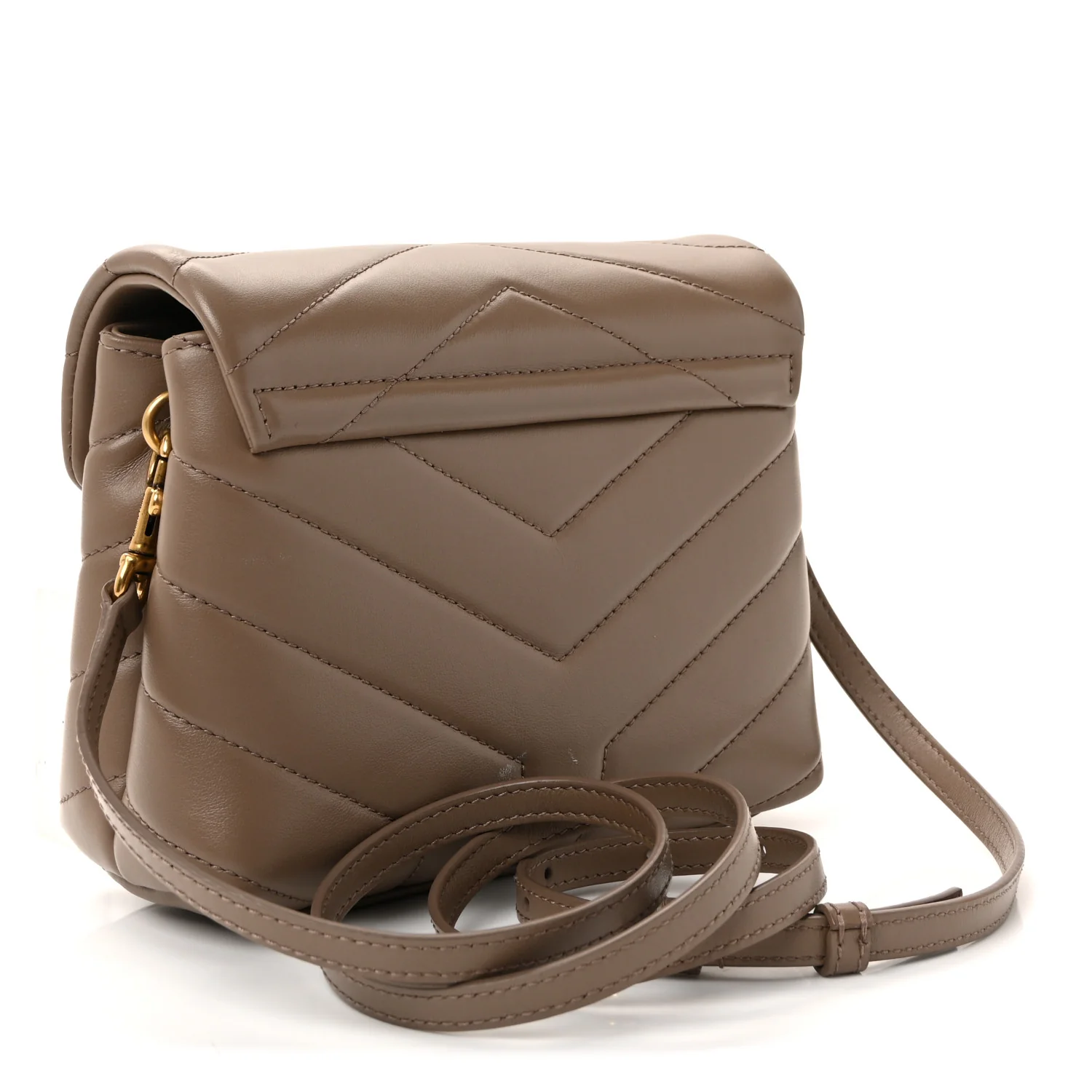 Calfskin Y Quilted Monogram Toy Loulou Crossbody Bag Dark Beige - Image 3