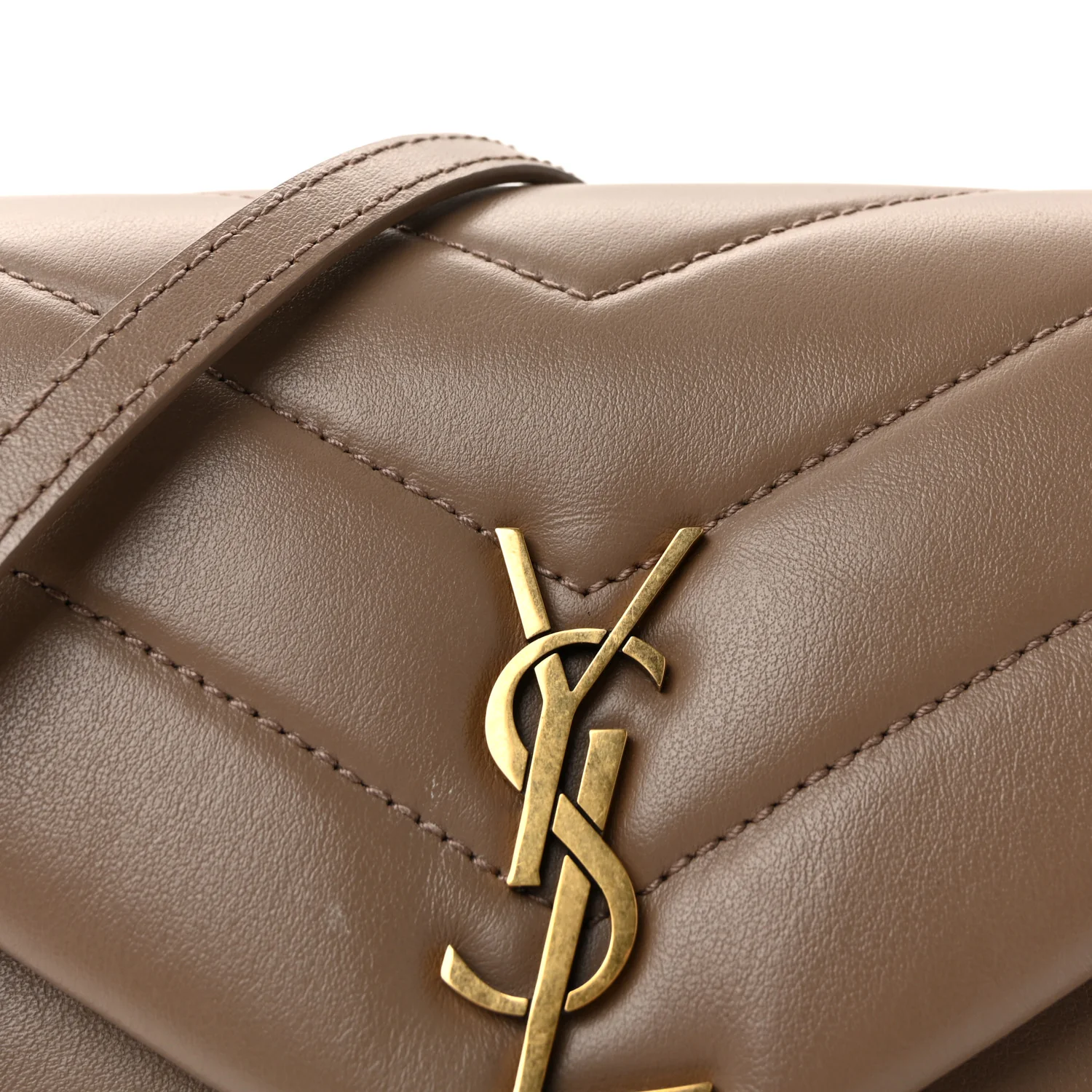 Calfskin Y Quilted Monogram Toy Loulou Crossbody Bag Dark Beige - Image 7