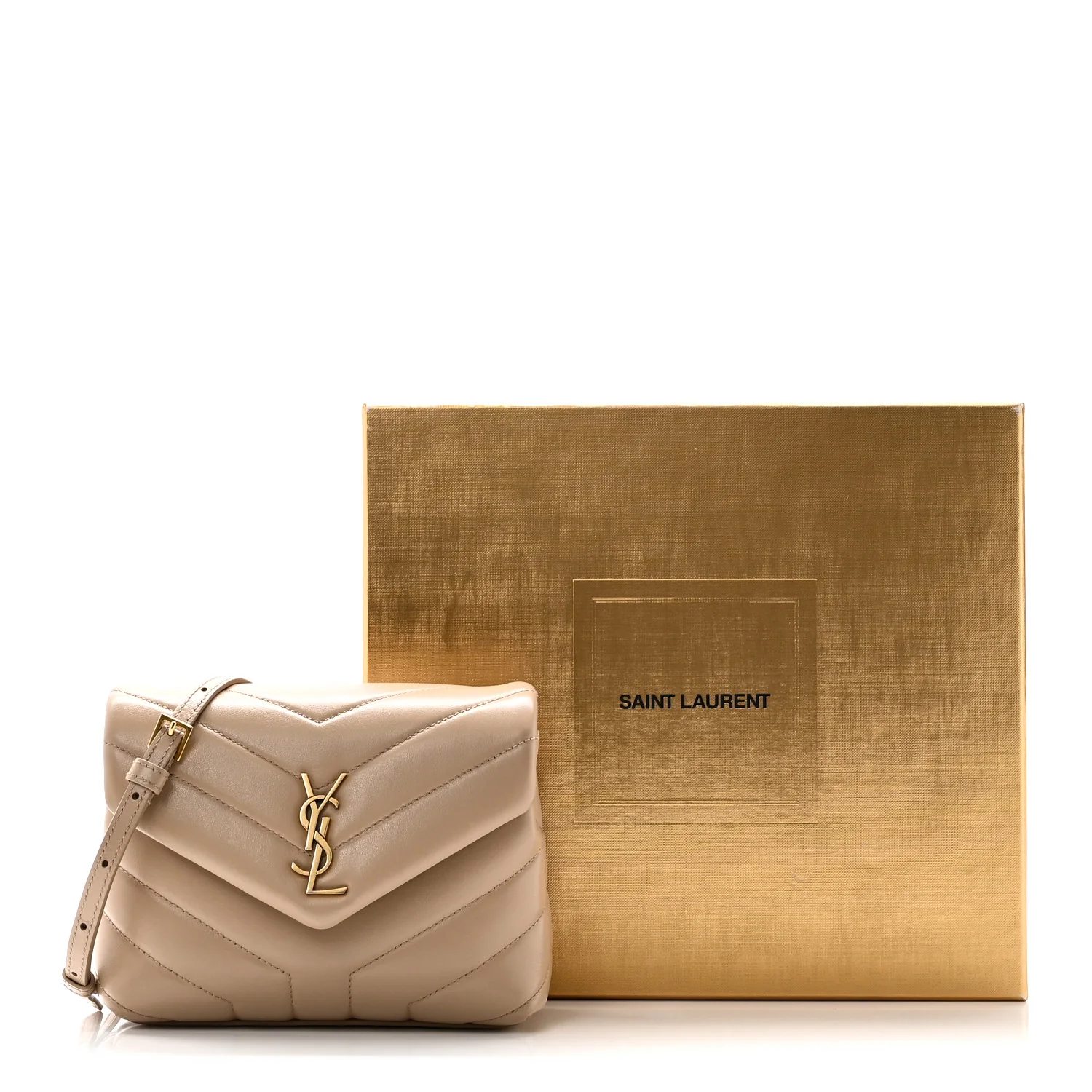 Calfskin Y Quilted Monogram Toy Loulou Crossbody Bag Dark Beige - Image 11