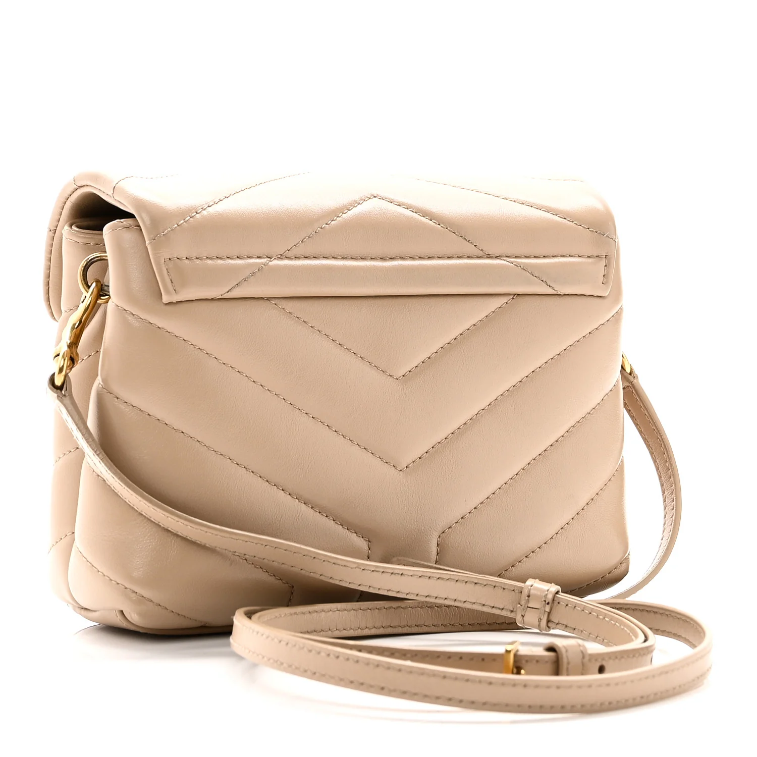Calfskin Y Quilted Monogram Toy Loulou Crossbody Bag Dark Beige - Image 3