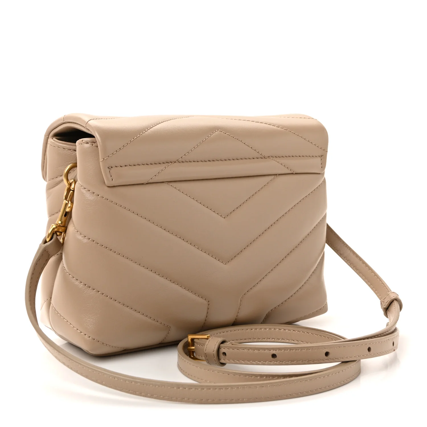 Calfskin Y Quilted Monogram Toy Loulou Crossbody Bag Dark Beige - Image 3
