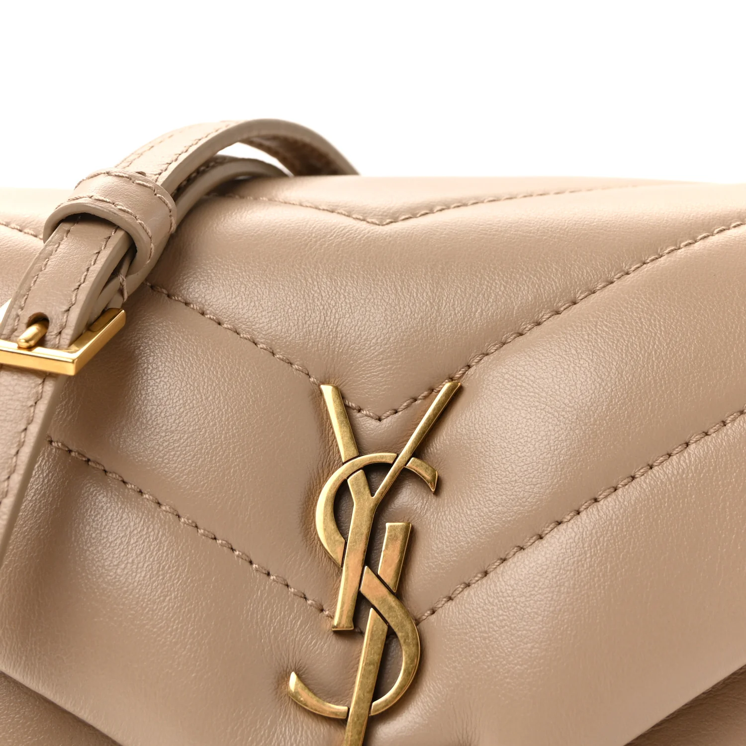 Calfskin Y Quilted Monogram Toy Loulou Crossbody Bag Dark Beige - Image 7