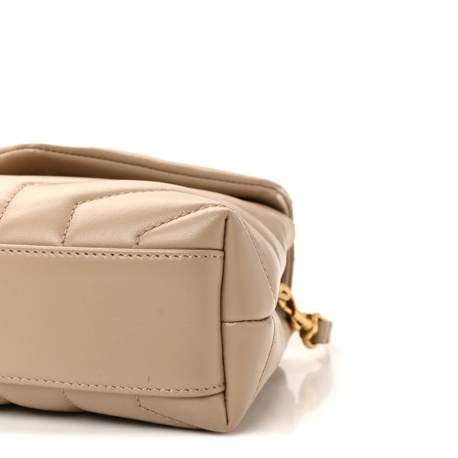 Calfskin Y Quilted Monogram Toy Loulou Crossbody Bag Dark Beige - Image 9