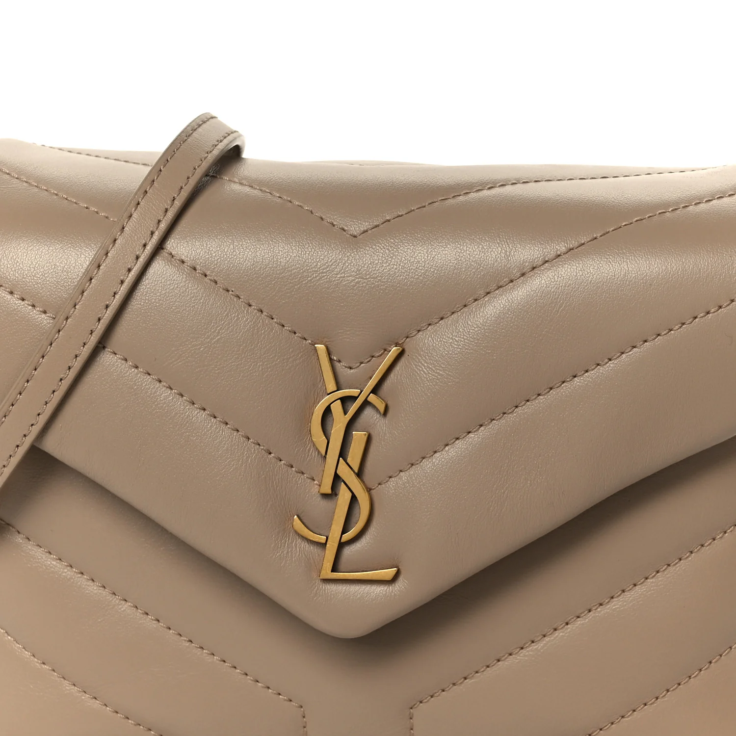 Calfskin Y Quilted Monogram Toy Loulou Crossbody Bag Dark Beige - Image 9