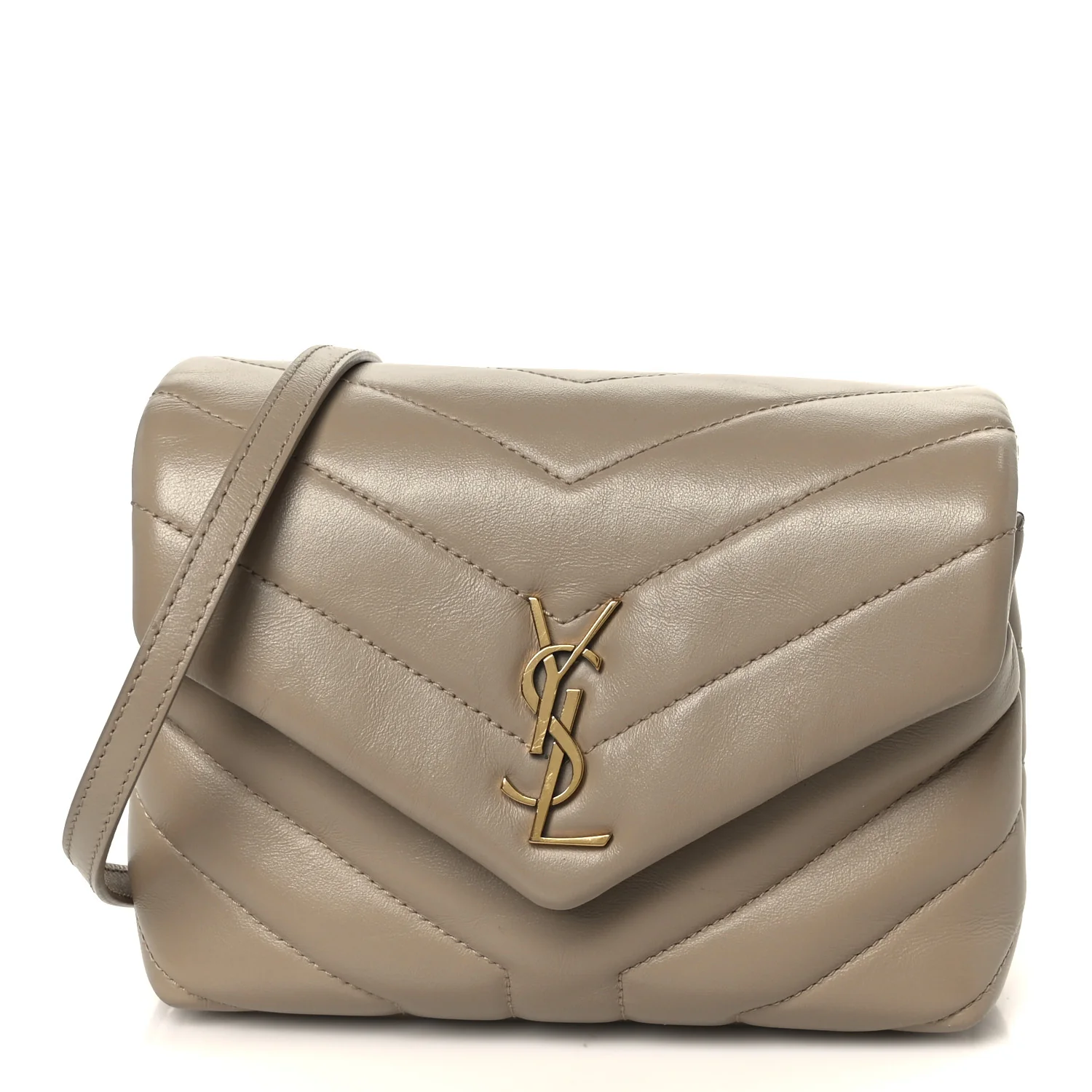 Calfskin Y Quilted Monogram Toy Loulou Crossbody Bag Dark Beige