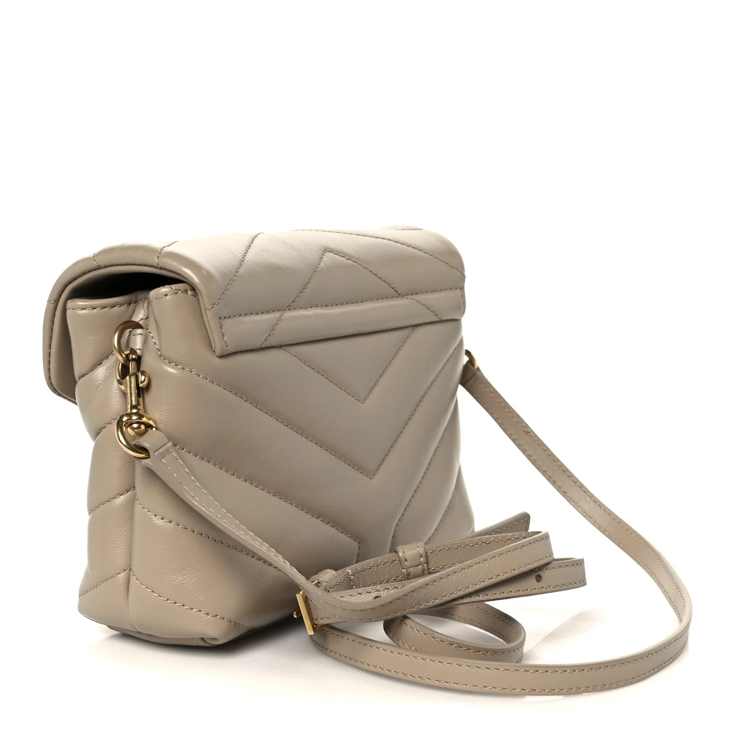 Calfskin Y Quilted Monogram Toy Loulou Crossbody Bag Dark Beige - Image 3