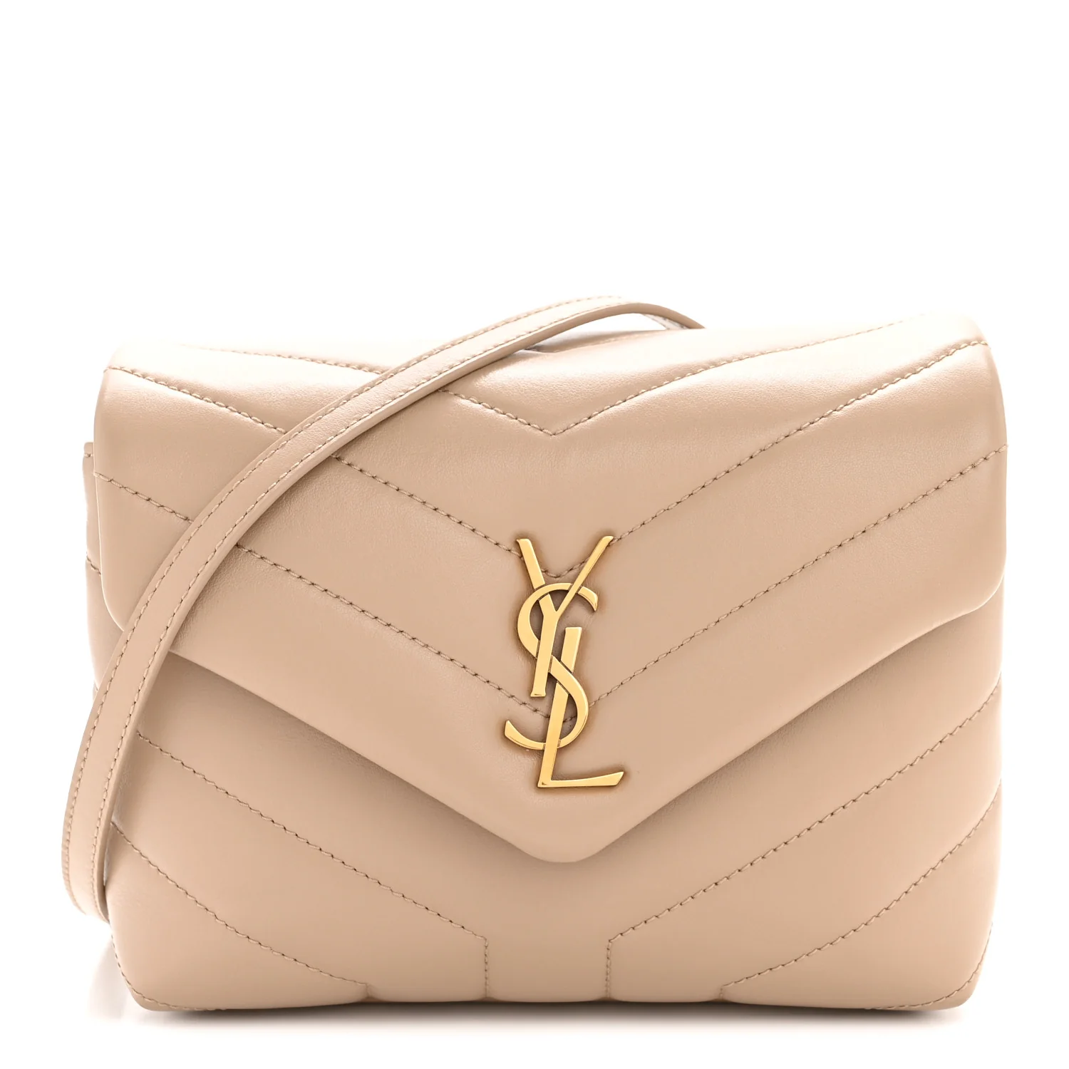 Calfskin Y Quilted Monogram Toy Loulou Crossbody Bag Dark Beige