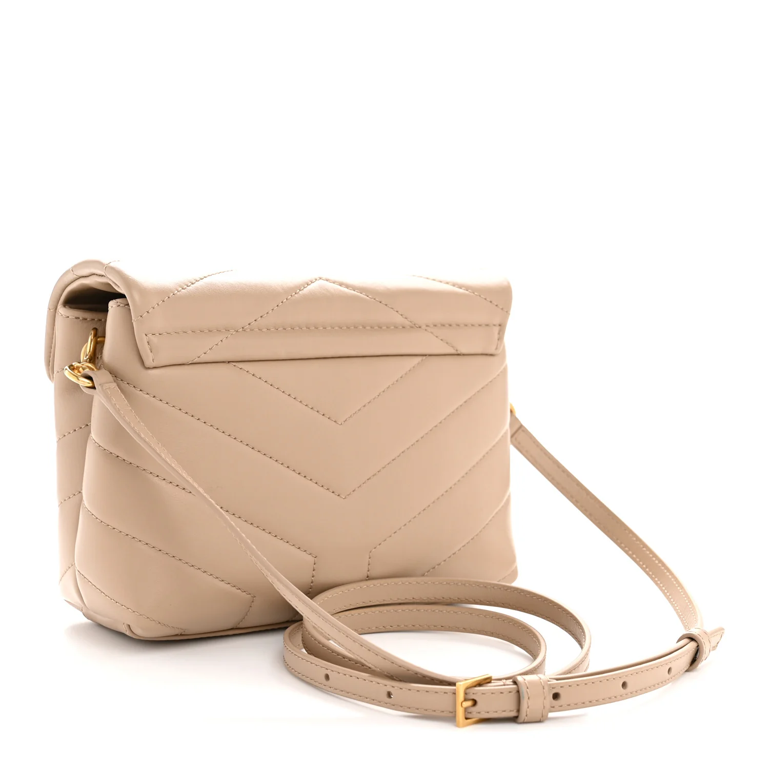 Calfskin Y Quilted Monogram Toy Loulou Crossbody Bag Dark Beige - Image 3